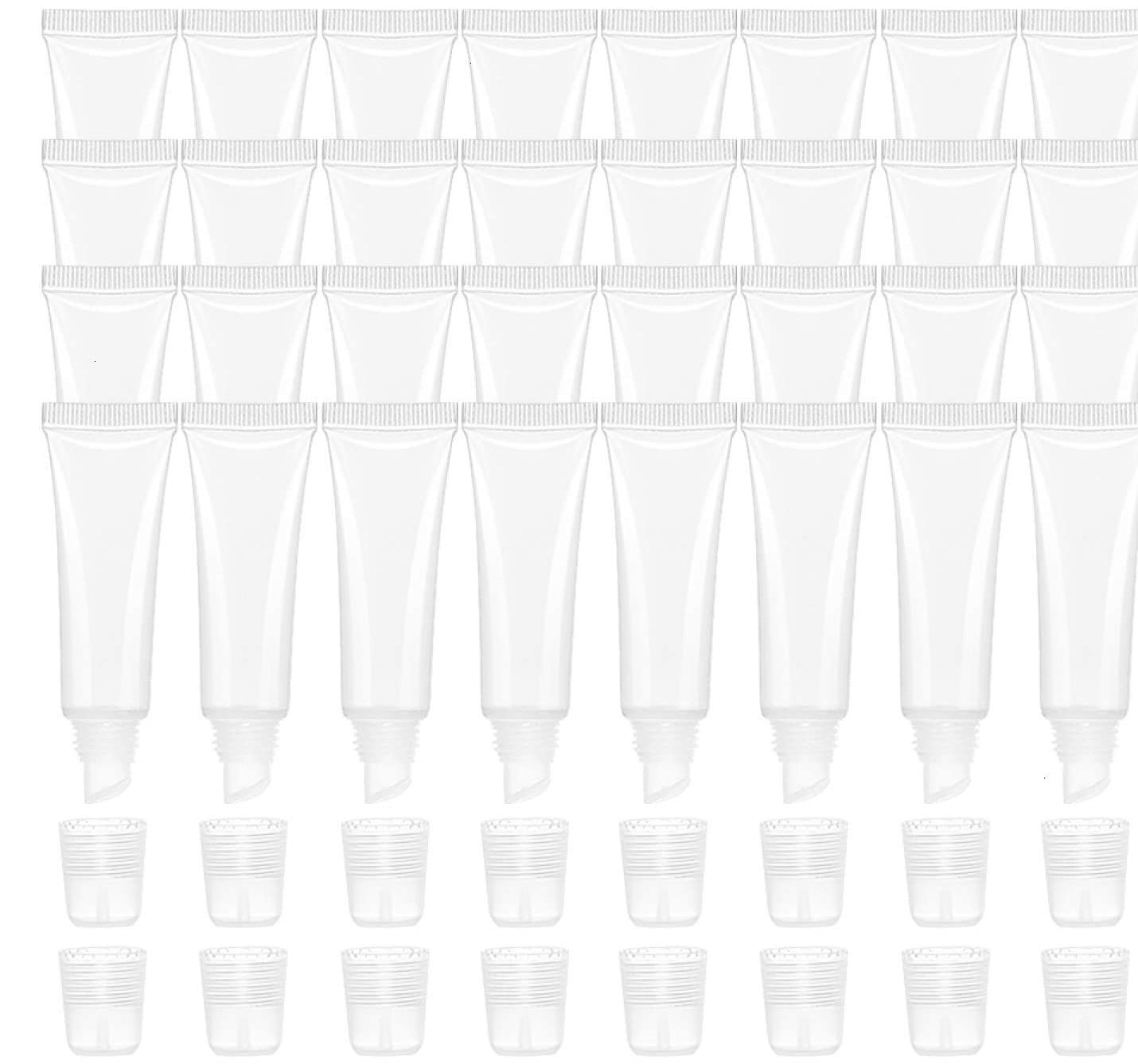 10ml Transparent Unbreakable Lip Gloss Tubes - Empty Clear Lip Balm Containers for DIY Cosmetics | Refillable Oblique Mouth Cream Bottles (Pack of 3) | Perfect for Makeup Artists, Home Beauty DIY & Travel Essentials