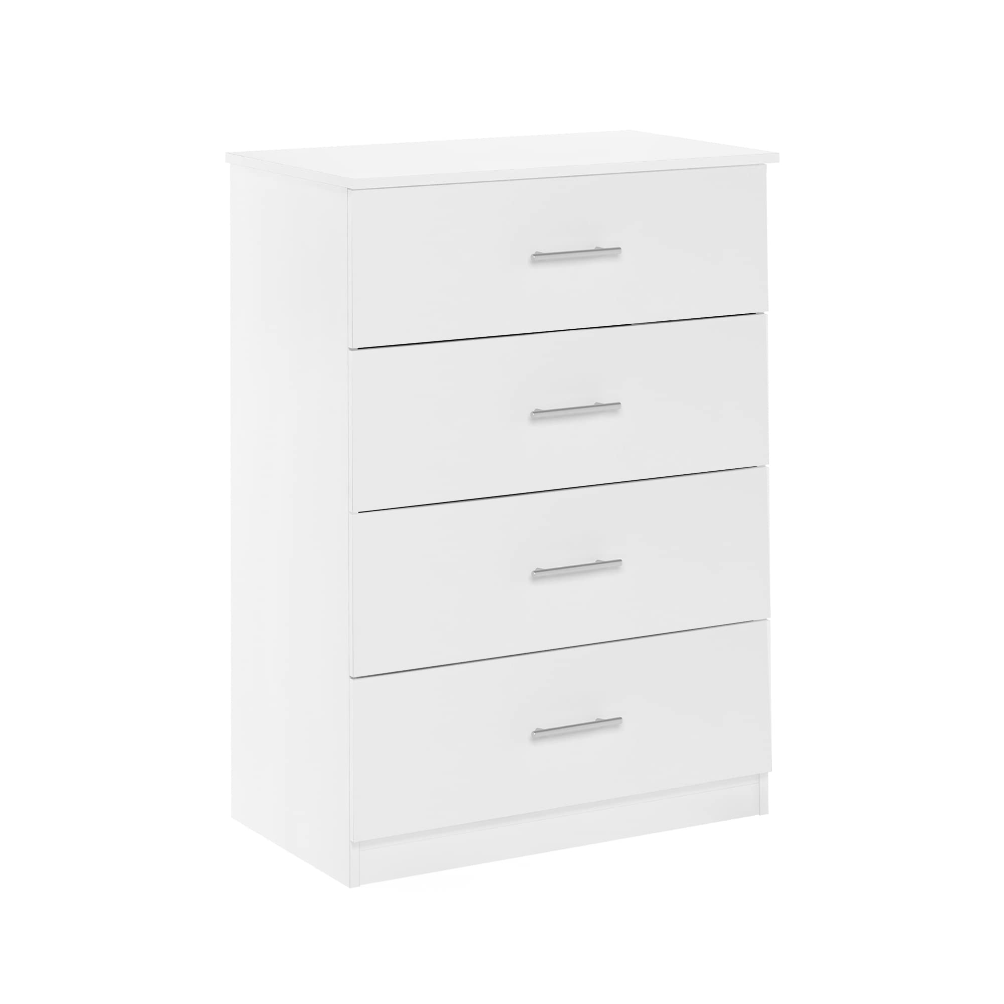Furinno 4-Tier White Dresser with Handles - Simple Design Bedroom Storage Organizer for Clothes, Toys & Home Decor