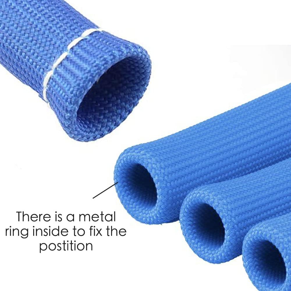 High Temp Spark Plug Wire Heat Shield Sleeve - 2500°F Protection, 8-Pack (Blue) | Durable Engine Wire Cover for Racing, Off-Road & Performance Vehicles