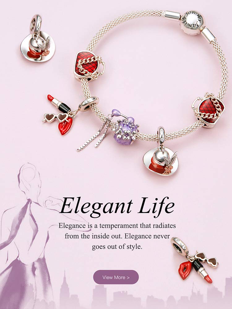 925 Sterling Silver Red Handbag Charm - Elegant Women's Jewelry for Bracelets, Valentines Gifts for Lover, Friends & Mother | Perfect for Accessorizing Handbags, DIY Jewelry Making & Special Occasion Gifts