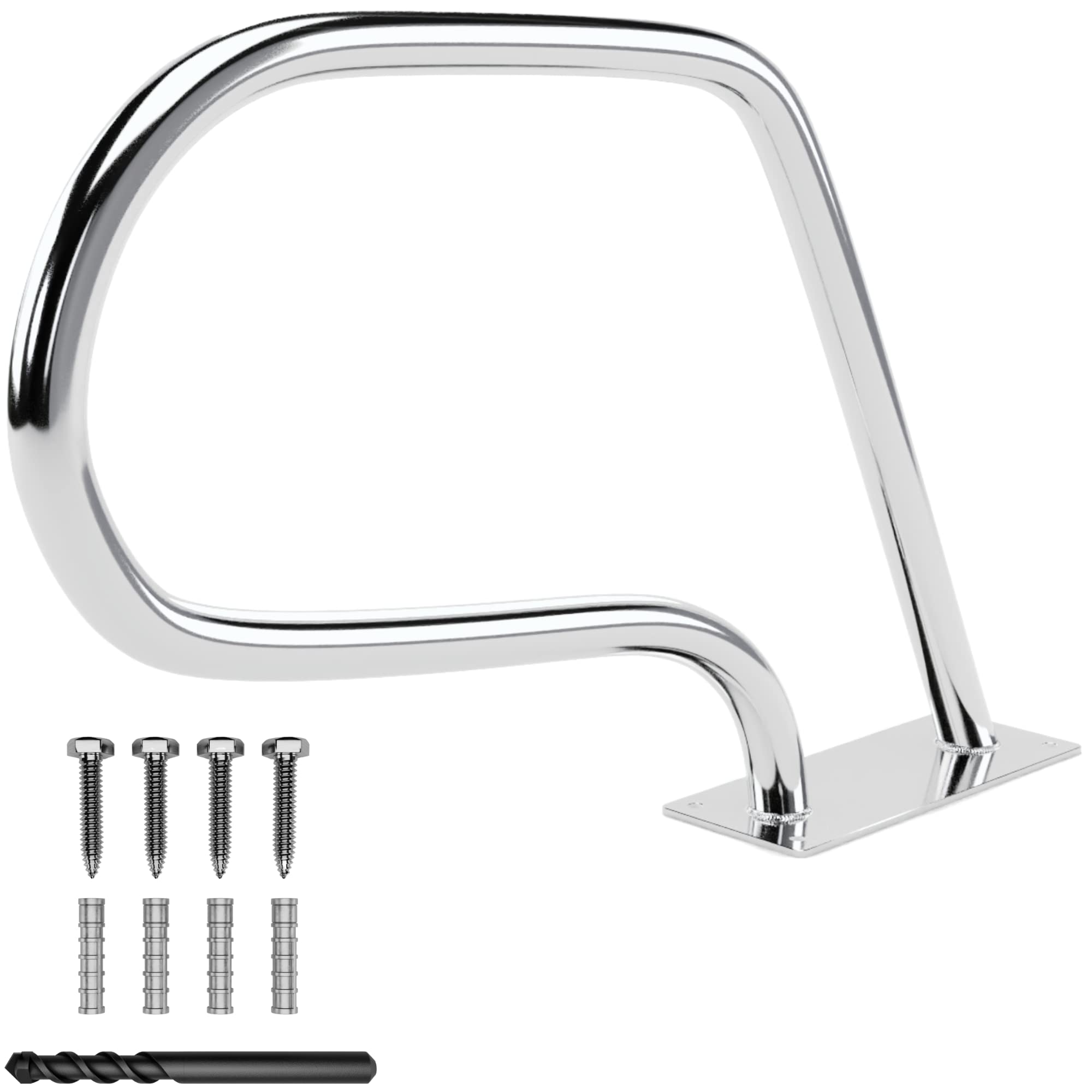 FibroPool Stainless Steel Pool Handrail - Easy Mount Base Plate for In-Ground Pools | Rust-Proof Grab Bar for Swimming Pools, Spas & Decks | Outdoor Safety Railing for Seniors & Kids (Small Size) - Perfect for Pool Entry/Exit & Water Therapy