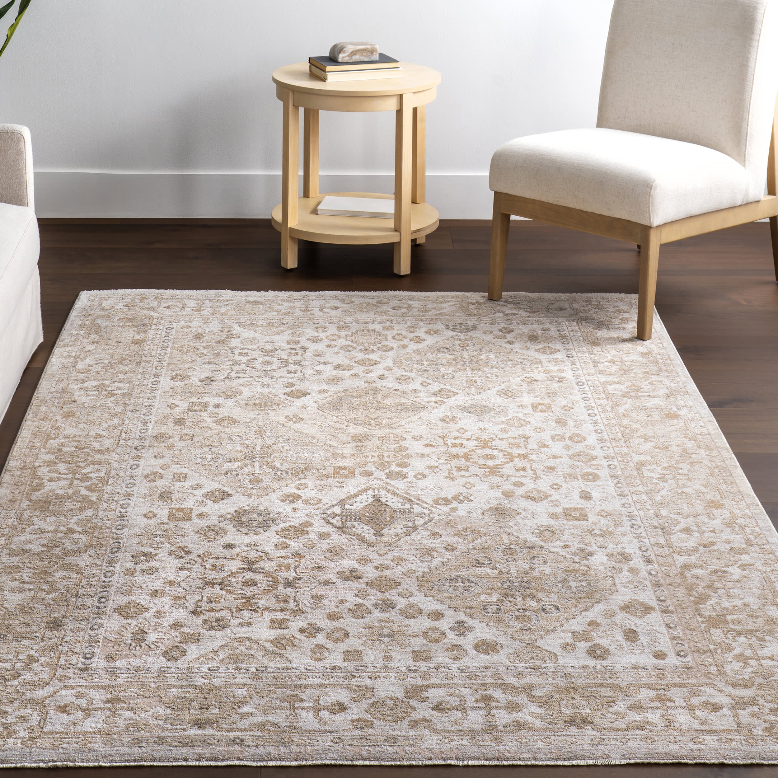 Adah Vintage Rug | Taupe Distressed Boho Area Rug for Living Room, Bedroom & Office - Soft & Durable Handmade Decor