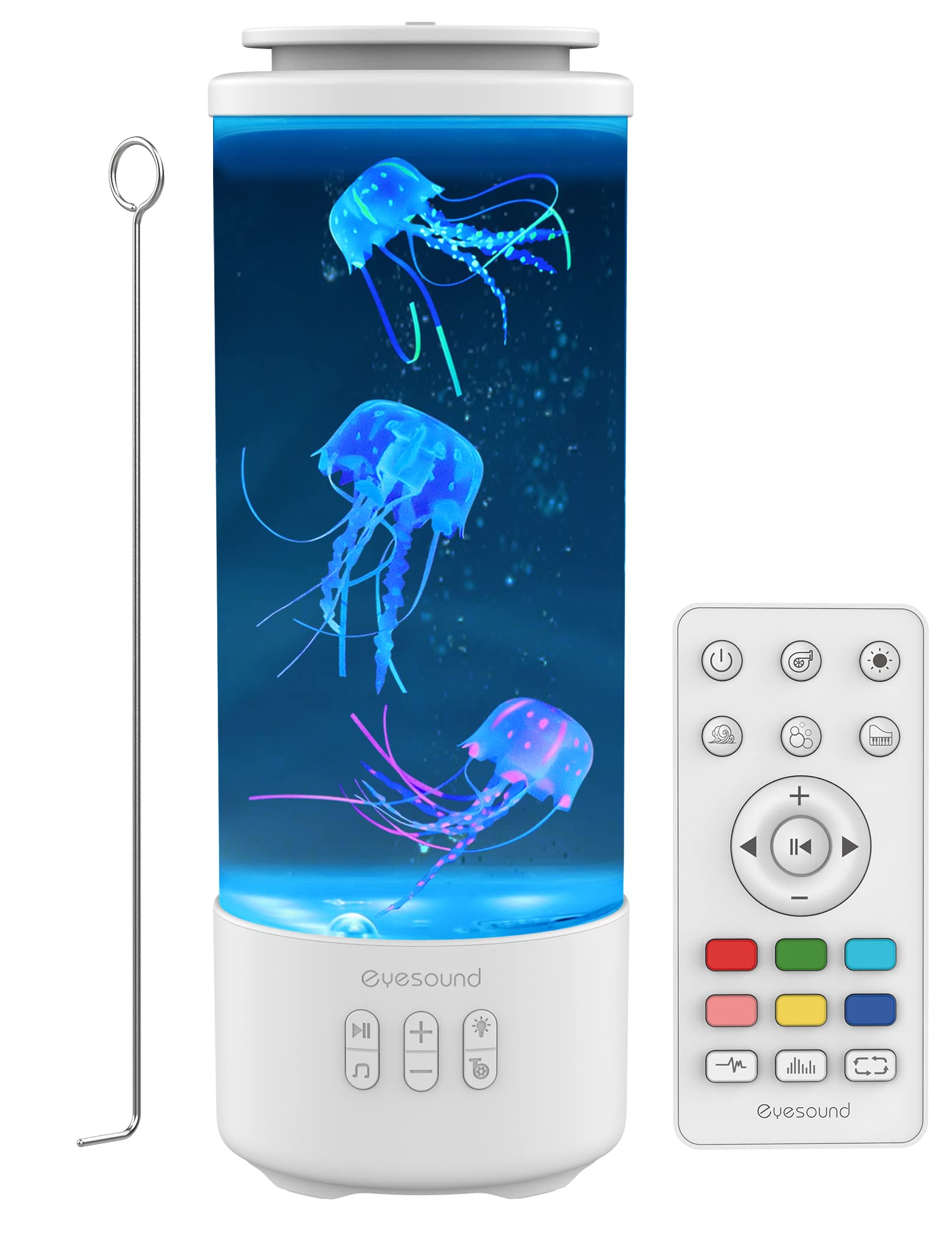 Jellyfish Lamp with Bluetooth Speaker & White Noise - 7 Color Changing LED Aquarium Table Lamp, 4 Light Modes for Home Office Relaxation, Perfect Mood Light Gift for Kids Teens Adults - Ideal for Bedroom Decor, Sleep Aid, and Stress Relief