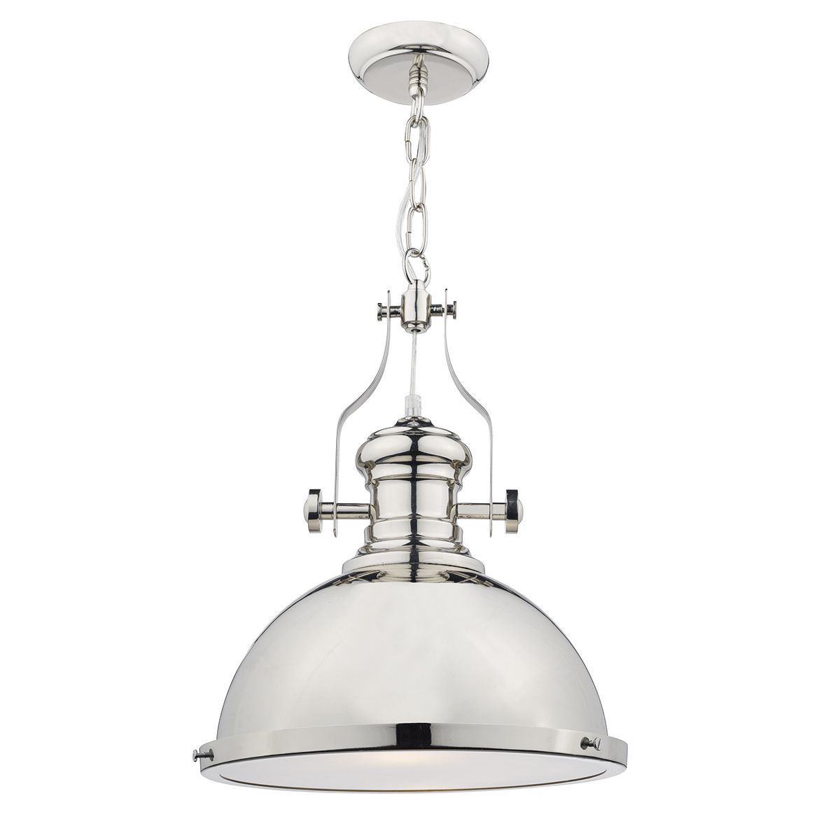 Arona 1Lt Pendant Ceiling Light in Polished Chrome - Modern Hanging Fixture for Dining Room, Kitchen Island or Bedroom Lighting