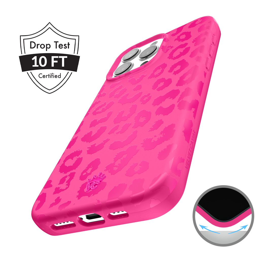 Hot Pink Leopard Print iPhone Case - Trendy Protective Cover for iPhone 12/13/14/15 - Perfect for Women, Girls & Fashion Lovers (Gym, Party, Daily Use)