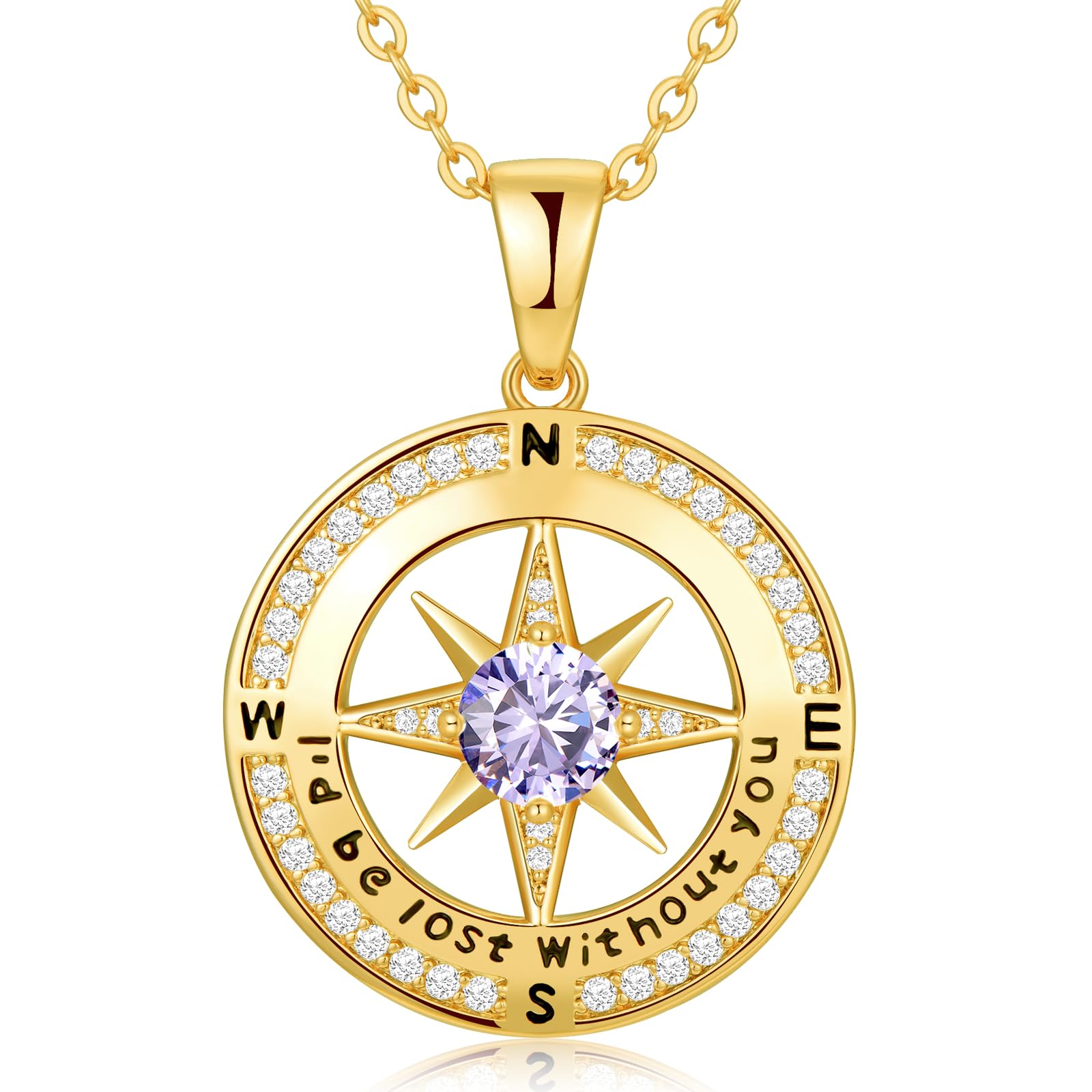 925 Sterling Silver Compass Necklace with Birthstone - Elegant Jewelry Gift for Women, Wife, Girlfriend - Perfect for Anniversary, Birthday, Valentine's Day, Mother's Day & Christmas - Ideal for Everyday Wear, Date Nights & Special Occasions