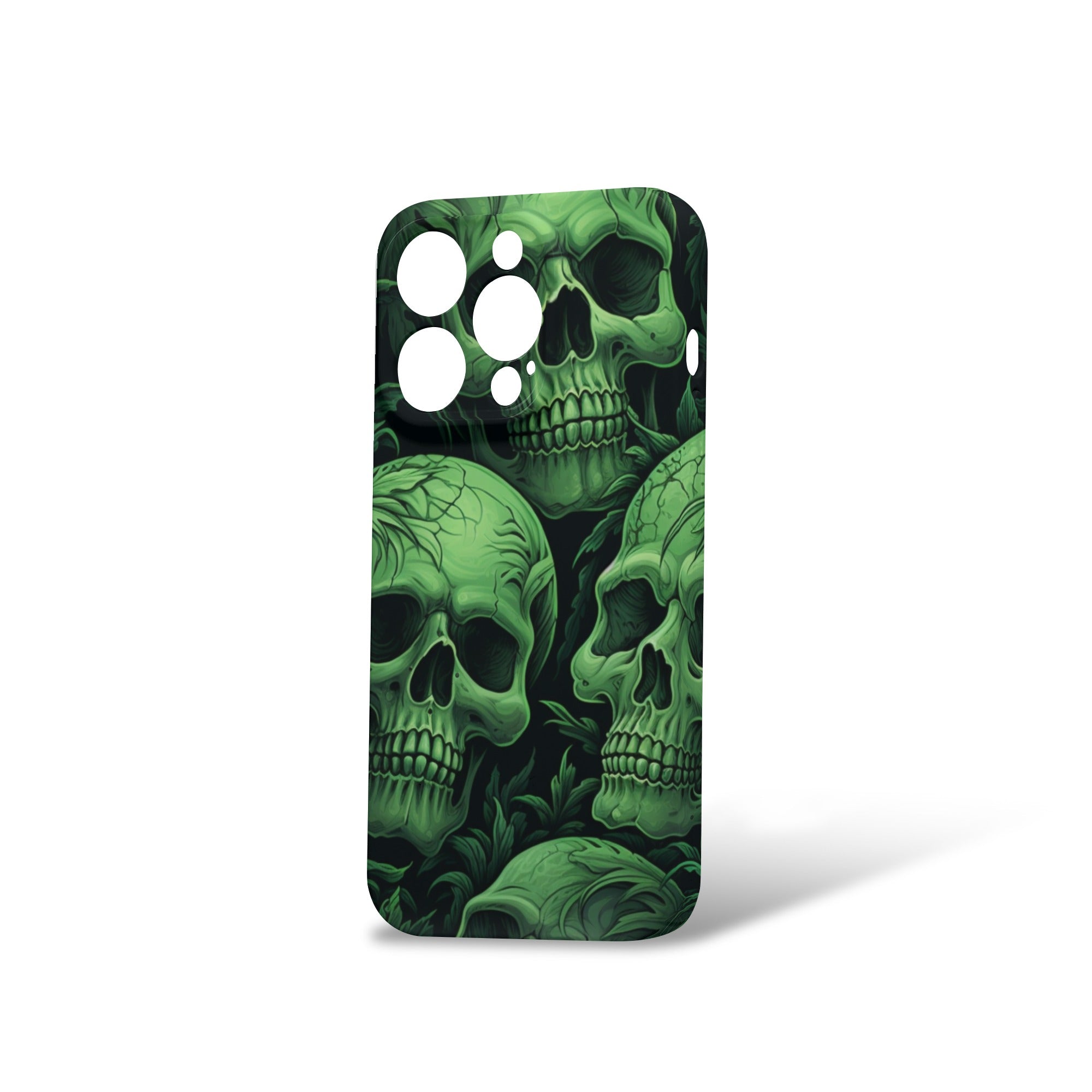 Green Skulls iPhone 15 Pro Case - Shockproof Protective Cover with Slim Fit Design - Perfect for Daily Use, Travel & Outdoor Activities