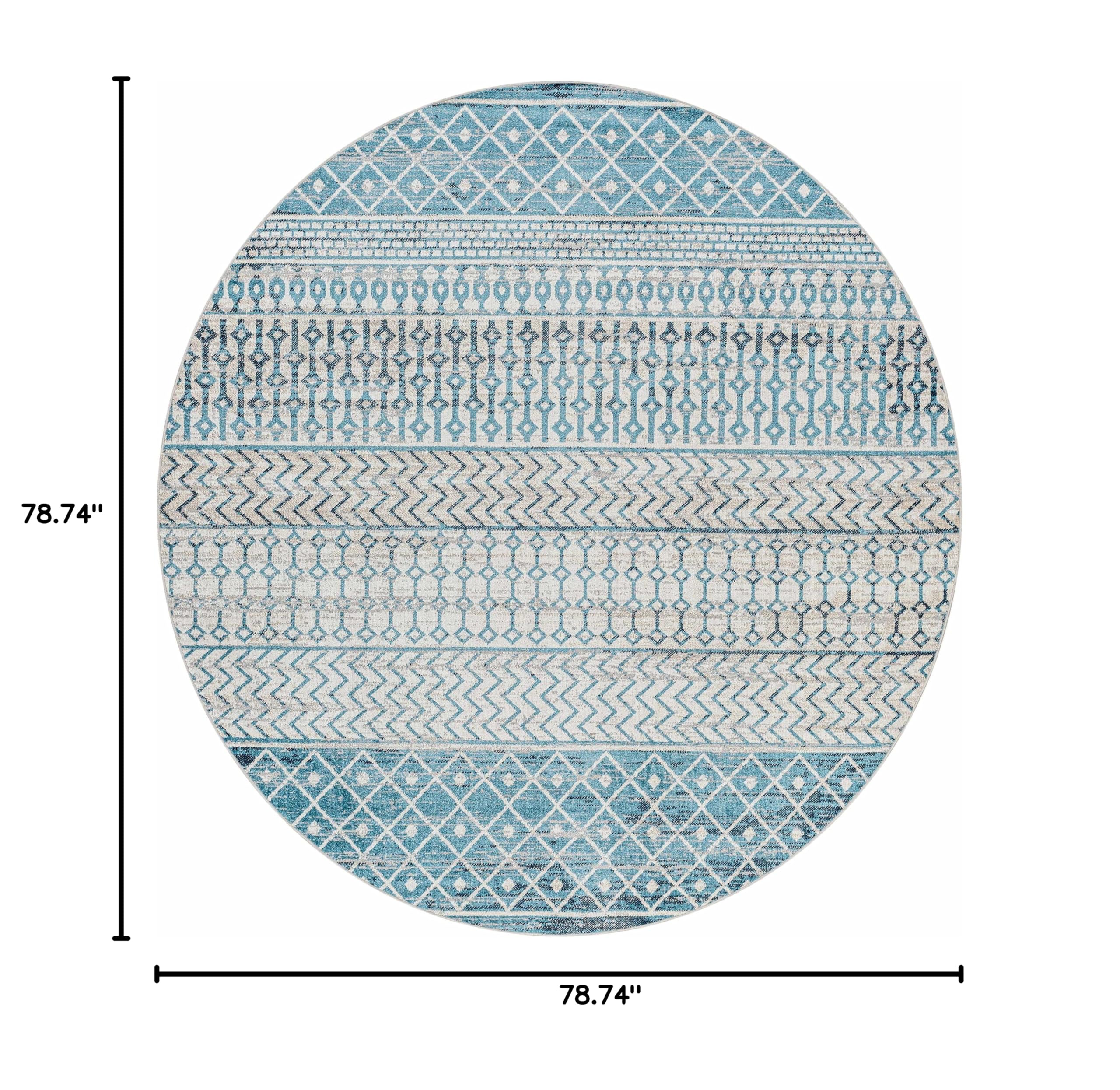 Hauteloom Pinamopoan Machine Washable Area Rug for Living Room & Bedroom - Black, Blue, Gray - 6'7