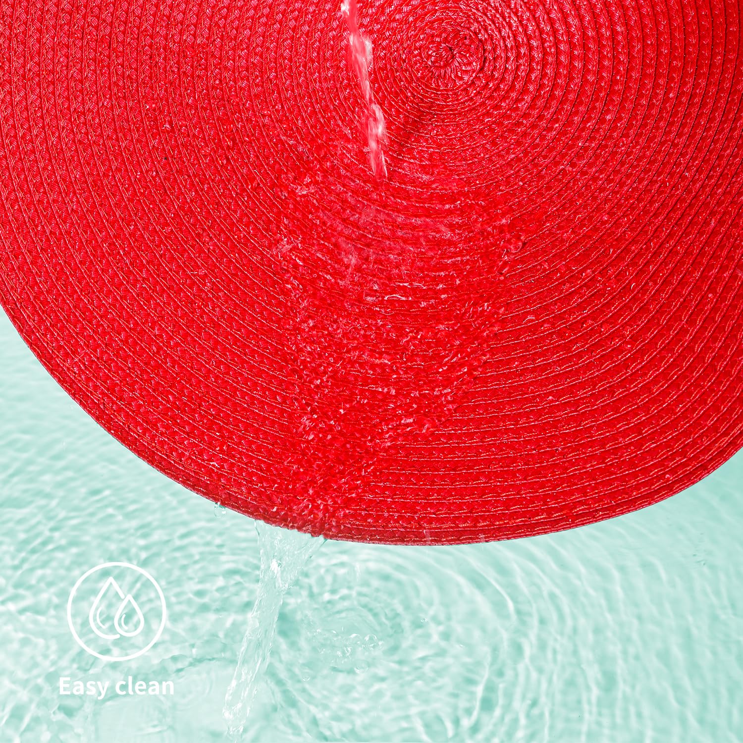 6-Pack Round Woven Placemats for Dining Table - 15 Inch Red Decorative Placemats for Fall & Christmas Decor - Perfect for Holiday Dinners, Thanksgiving, and Seasonal Table Settings