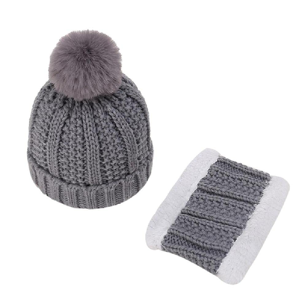 2Pcs Winter Fleece Scarf and Hat Set for Kids - Warm Micro Fleece Beanie & Scarf for Boys & Girls - Perfect for Snow Play, School & Outdoor Activities