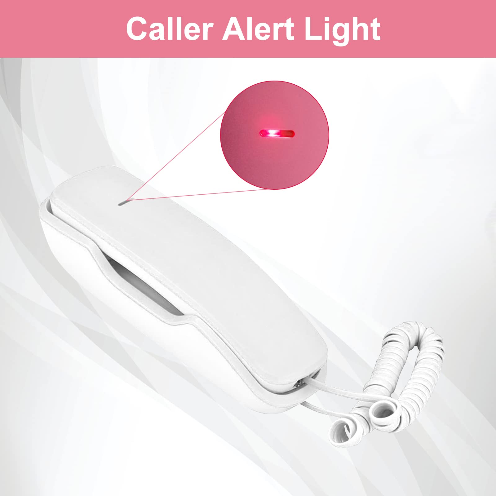 Wall Mounted Corded Telephone - Wired Landline Phone (White) for Home & Office Use