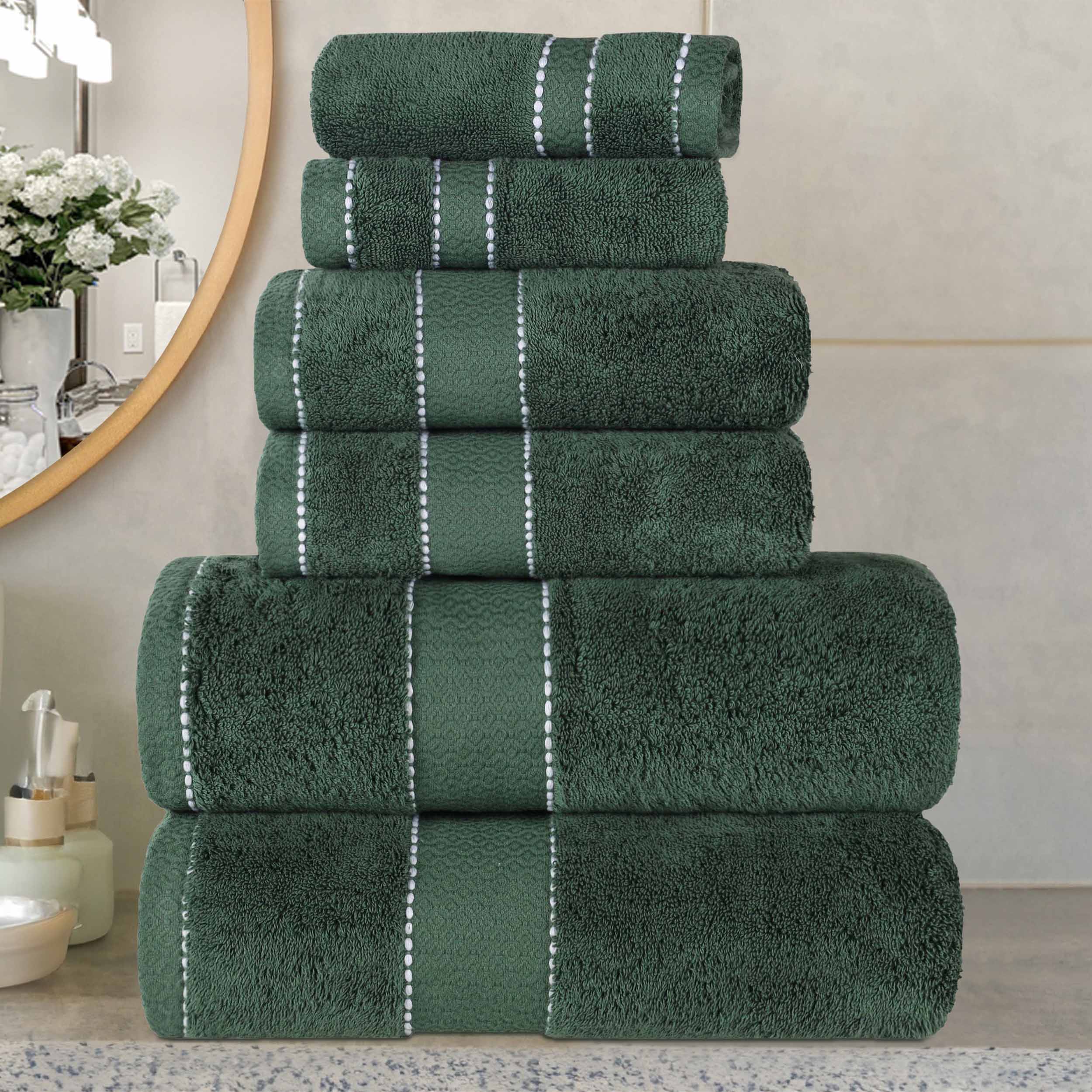 Premium 6-Piece Giza Cotton Towel Set - Ultra Absorbent & Soft Egyptian Dobby Weave - Perfect for Bath, Spa, and Luxury Home Use