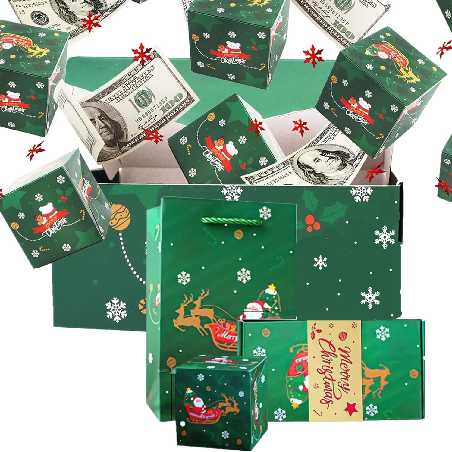 Rivlade Green Plants Surprise Gift Box Set - 6 Red Boxes for Money Gifts, Unique Plant-Themed Present for Birthdays, Holidays & Special Occasions | 2025 New Explosion Design