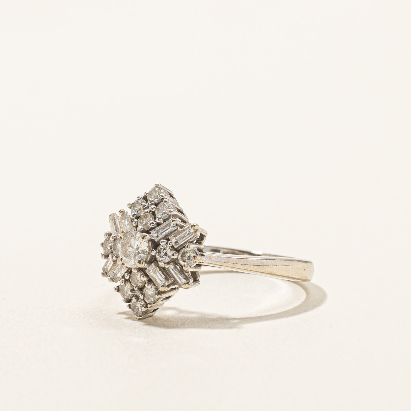 0.66ctw Diamond Cluster Ring for Women - Size 6.25 - Elegant Wedding, Engagement & Anniversary Jewelry Gift