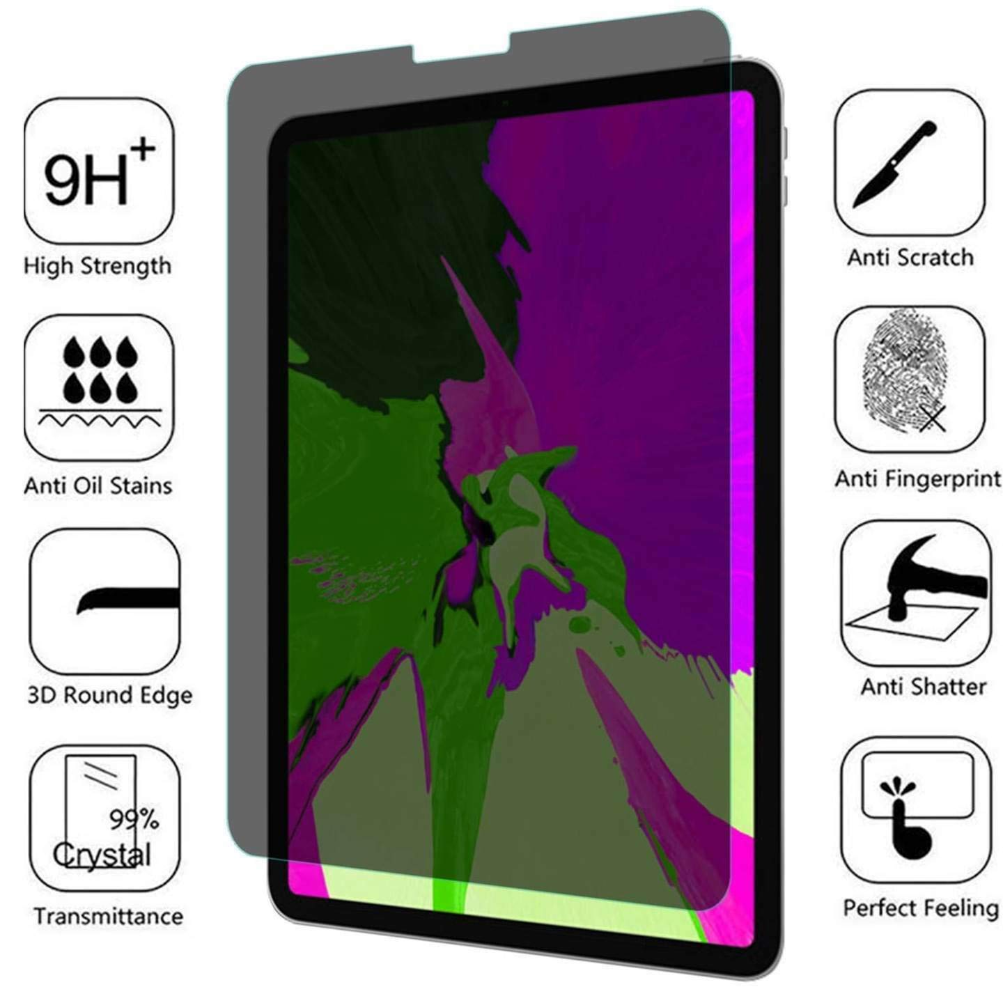 BISENTEK Privacy Screen Protector for iPad Pro 11 (2018-2021) & iPad Air 4 (2020) - Anti-Spy Tempered Glass with Anti-Scratch & Shock Protection | Perfect for Office, Travel & Public Use