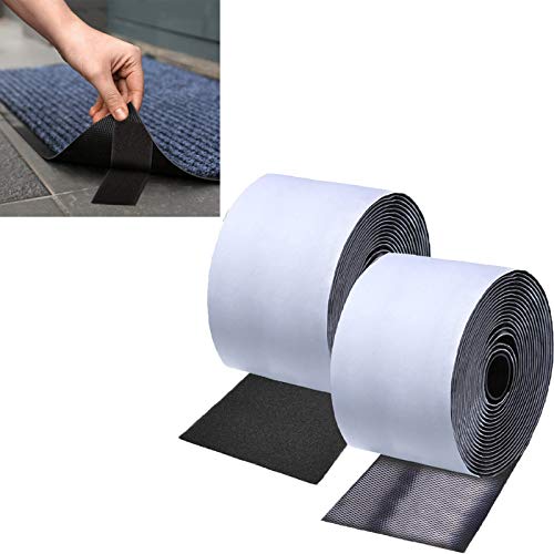 Non-Slip Rug Tape for Hardwood Floors - 11cm Wide x 2m Long Hook & Loop Carpet Tape with Strong Adhesive | Secures Area Rugs, Carpets & Mats | Perfect for Living Rooms, Bedrooms & High-Traffic Areas