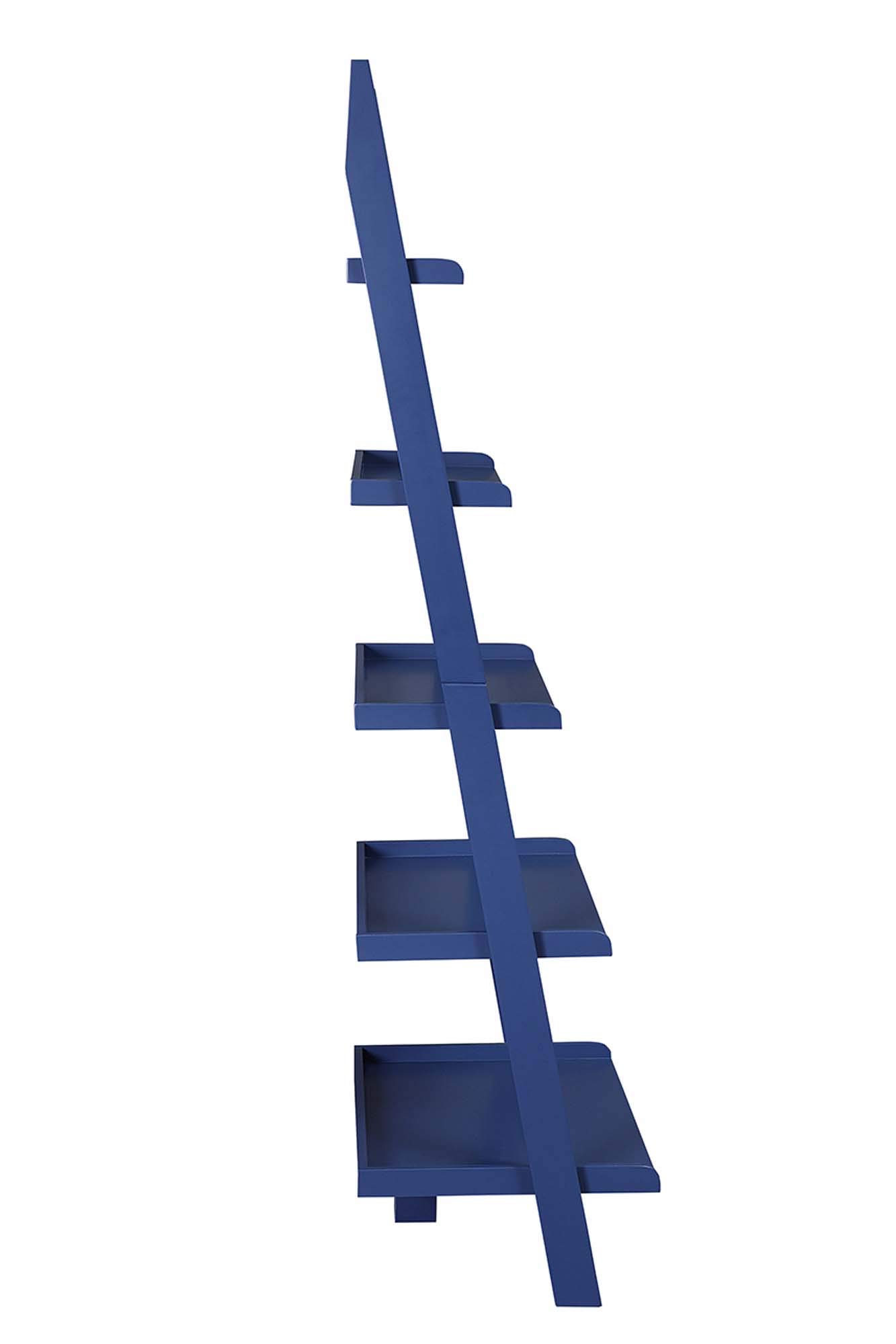 Convenience Concepts American Heritage Bookshelf Ladder in Cobalt Blue - Stylish Home Library Ladder for Bookshelves & Storage Organization