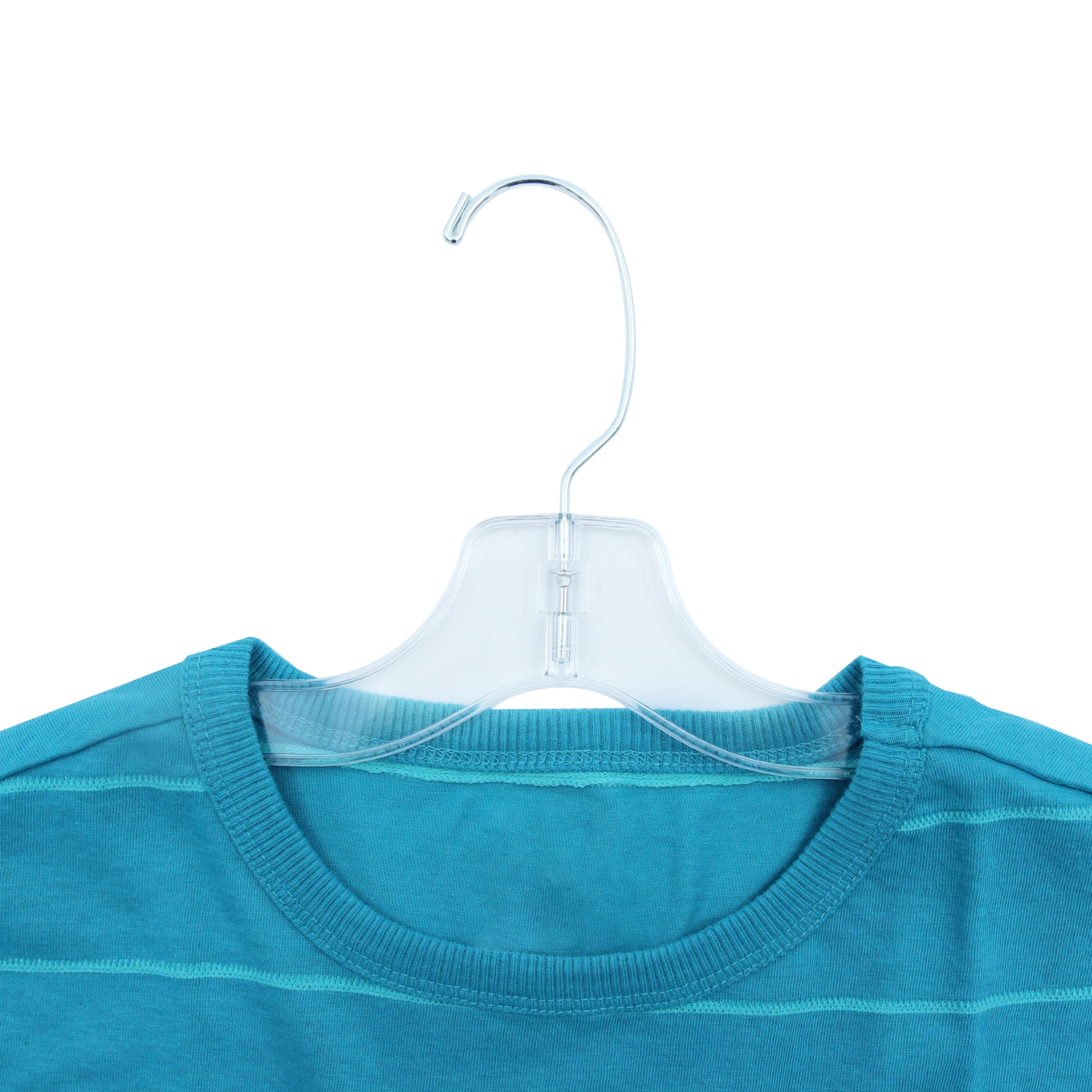 SSWBasics 14 Inch Clear Plastic Junior Dress Hangers - Pack of 100 | Durable Kids Clothes Hangers for Wardrobe Organization | Slim Space-Saving Hangers for Closet & Retail Display | Perfect for Children's Clothing Stores & Home Use