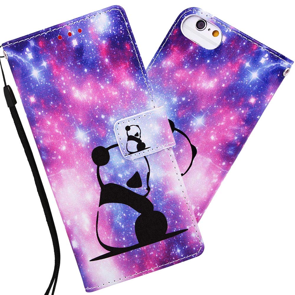 Premium PU Leather Magnetic Flip Case for iPhone 8/7/6S/6 - Shockproof Wallet Cover with Credit Card Slots & Stand | Stylish Panda Baby YB-XC Design | Perfect for Daily Use, Travel & Business Meetings