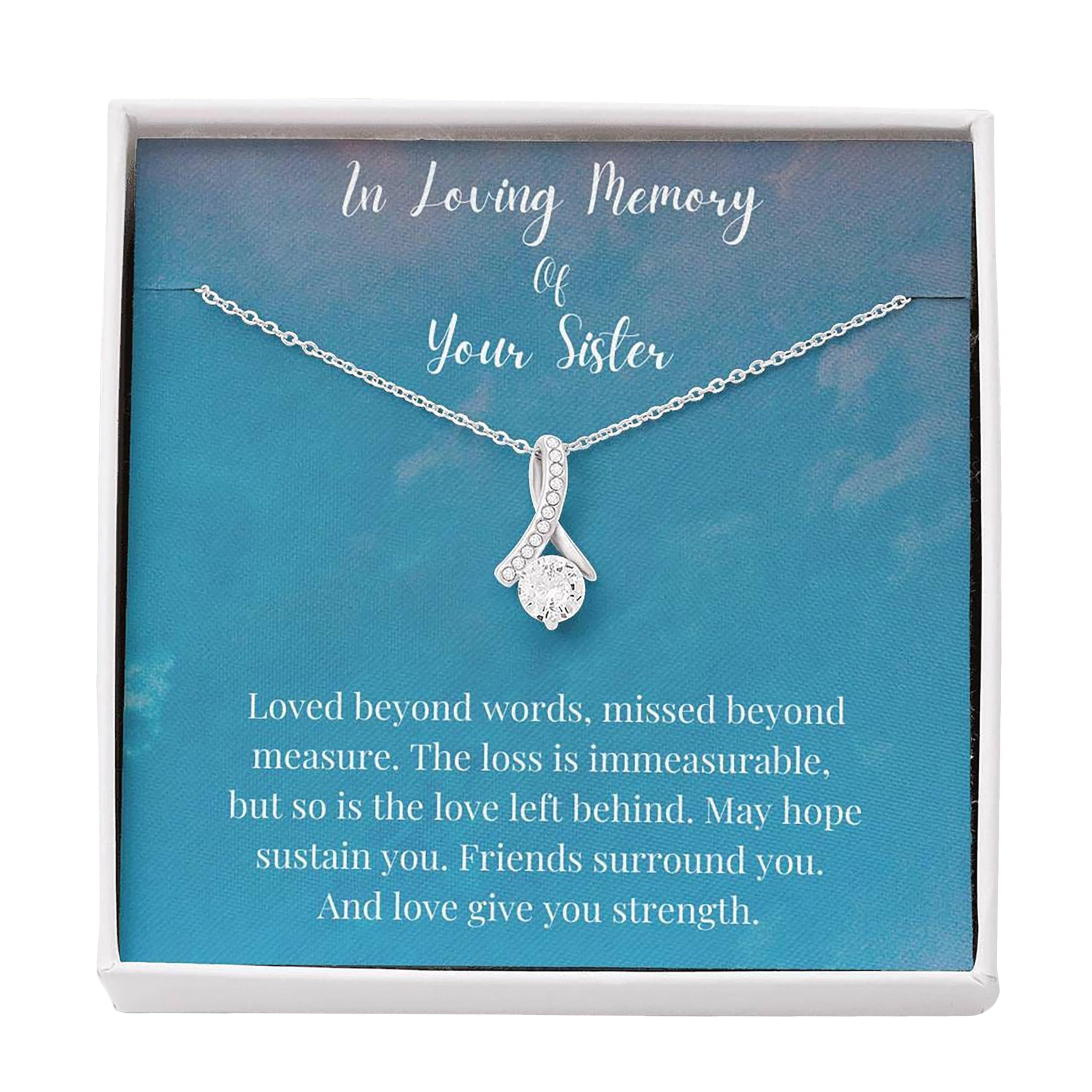 Handmade Memorial Necklace - Personalized Sister Gift in White & Gold for Loving Memory