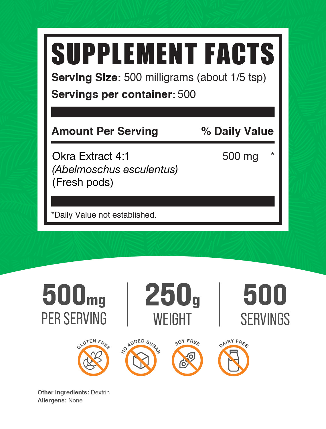 Premium Okra Extract Powder - 100% Pure & Natural for Digestive Health - Supports Blood Sugar & Weight Management - Ideal for Smoothies, Teas & Cooking