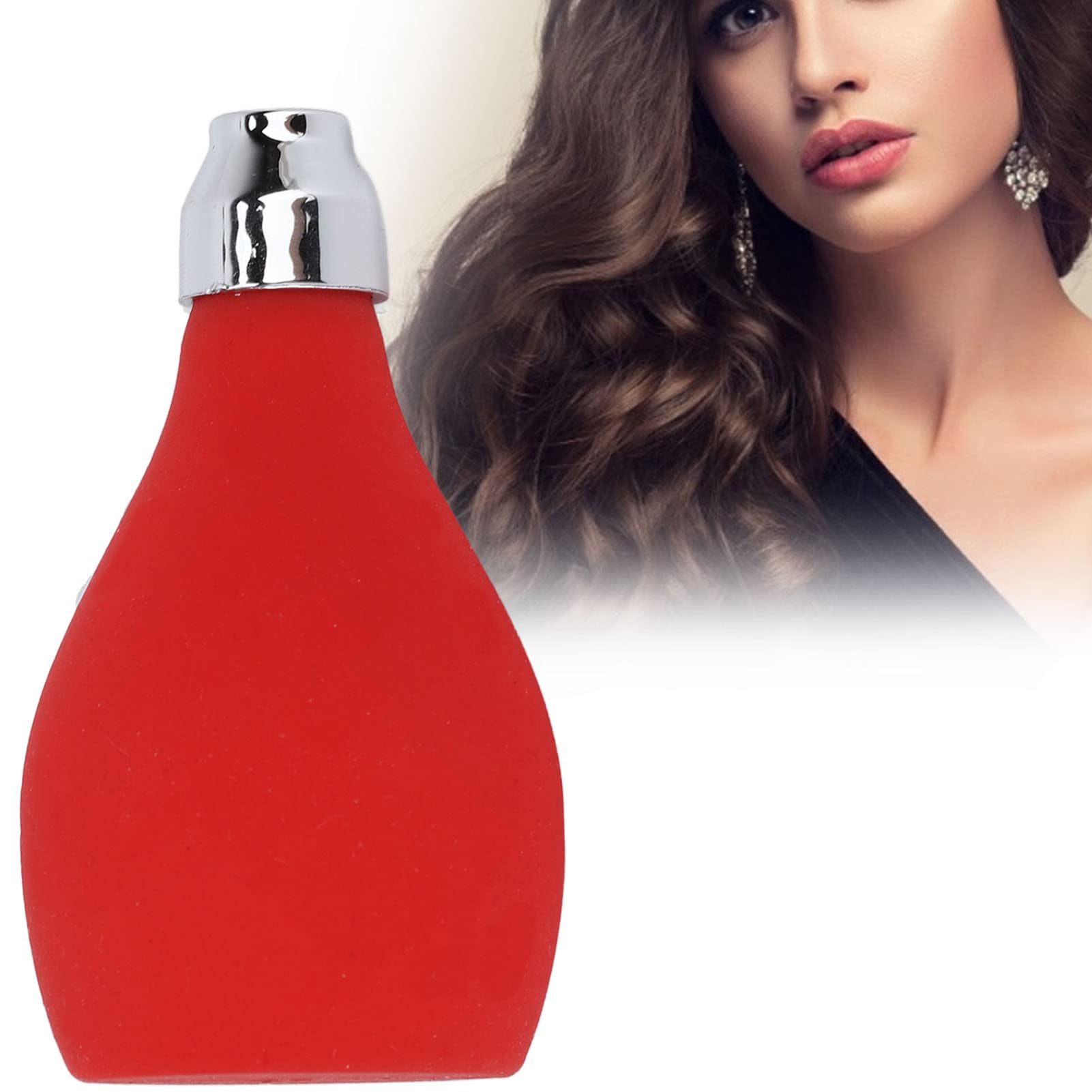 Empty Spray Powder Bottle for Hairdressing & Talcum - Silicone Squeeze Powder Dispenser with Pump (Red) | Perfect for Salon Styling, Baby Powder Application & Travel Essentials