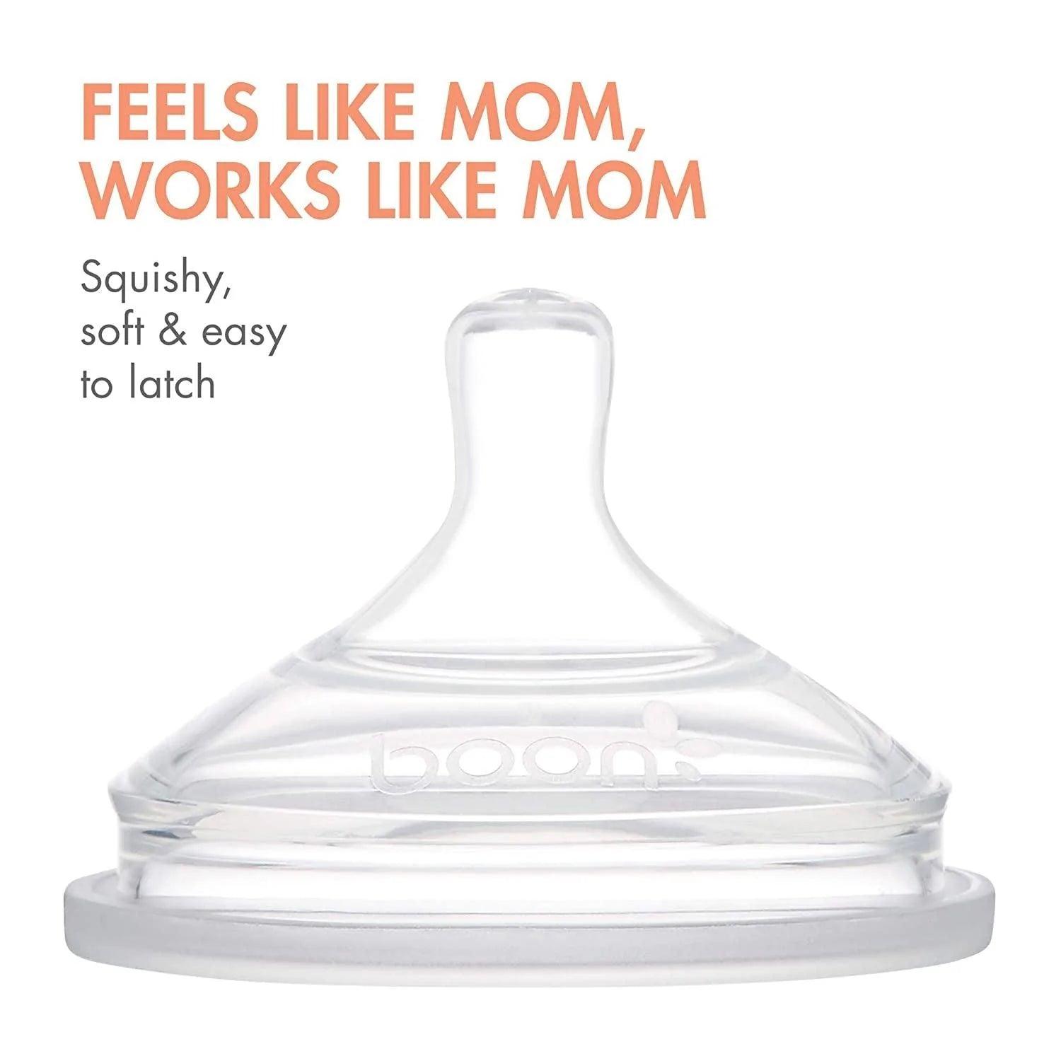 Boon Nursh Silicone Baby Pouch Bottle 4oz/120ml (3-Pack) - Leak-Proof & BPA-Free for Breastmilk, Formula & Purees - Perfect for Travel, Daycare & On-the-Go Feeding