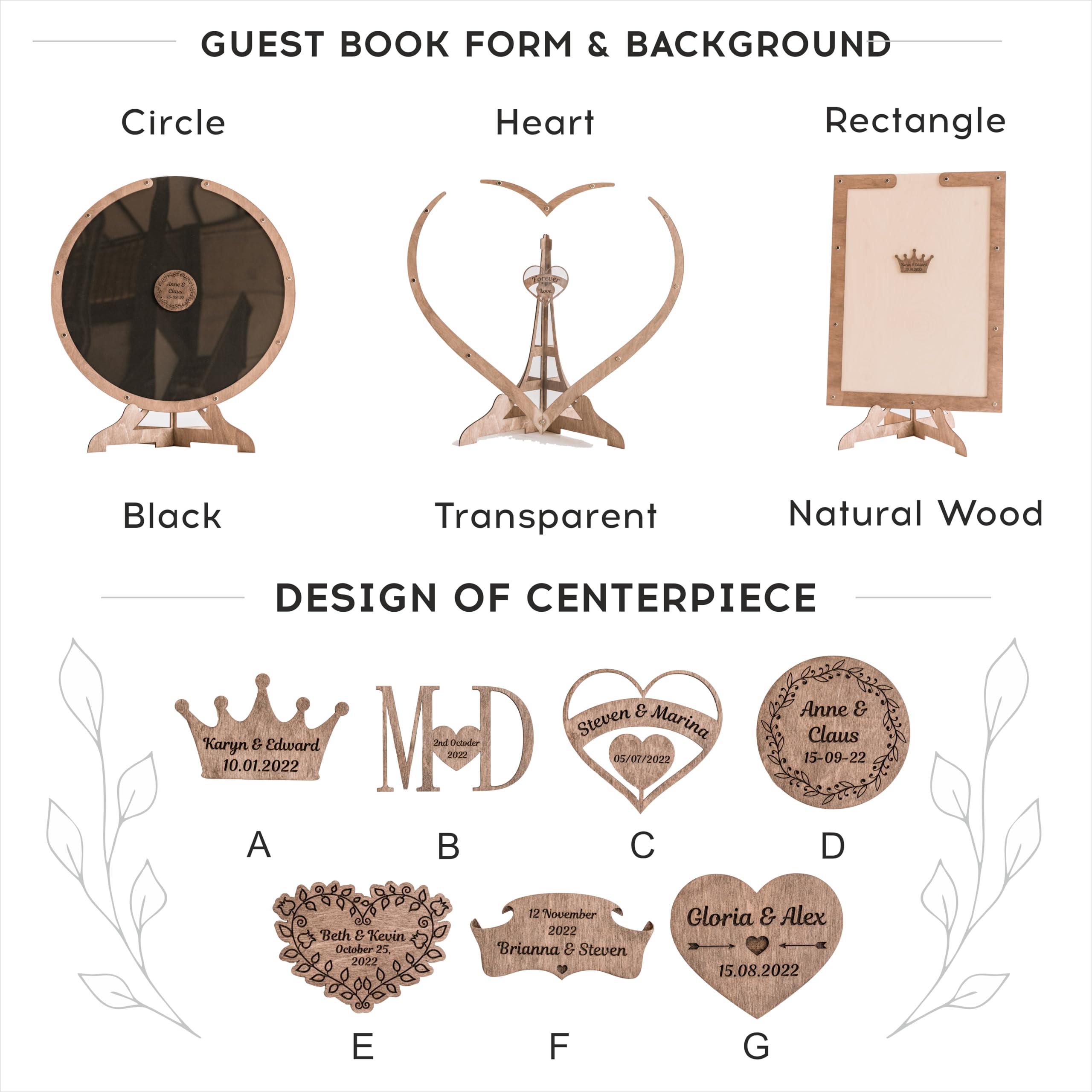 Personalized Wedding Guest Book Alternative - Heart Frame & Circle Box for Wedding & Graduation - Elegant Reception Decor for Indoor & Outdoor Celebrations
