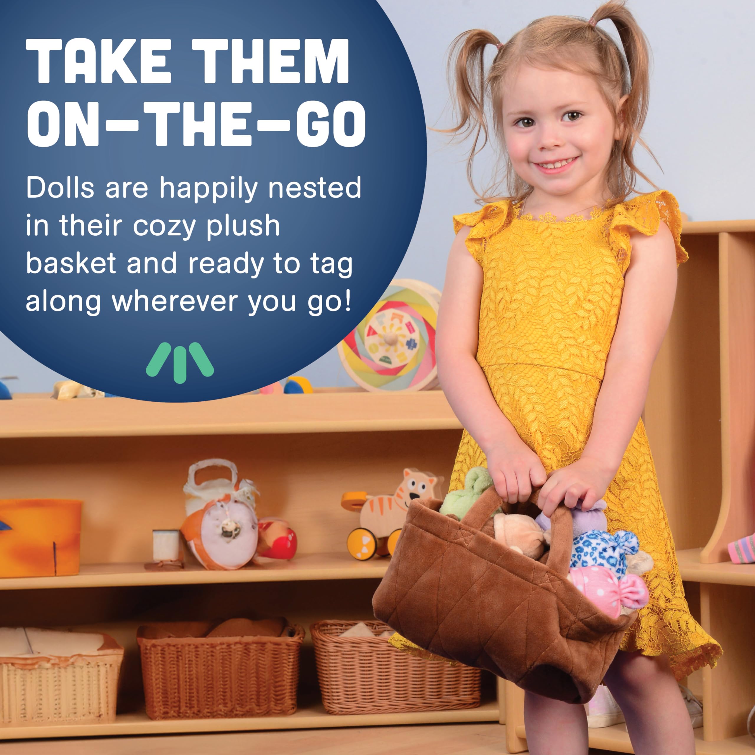 Creative Minds Basket of Babies - 6 Soft Baby Dolls Set, Multicultural & Diverse Plush Sensory Toys for Social Emotional Learning - Perfect for Toddlers, Kids & All Ages - Great for Playtime, Education & Inclusion Activities