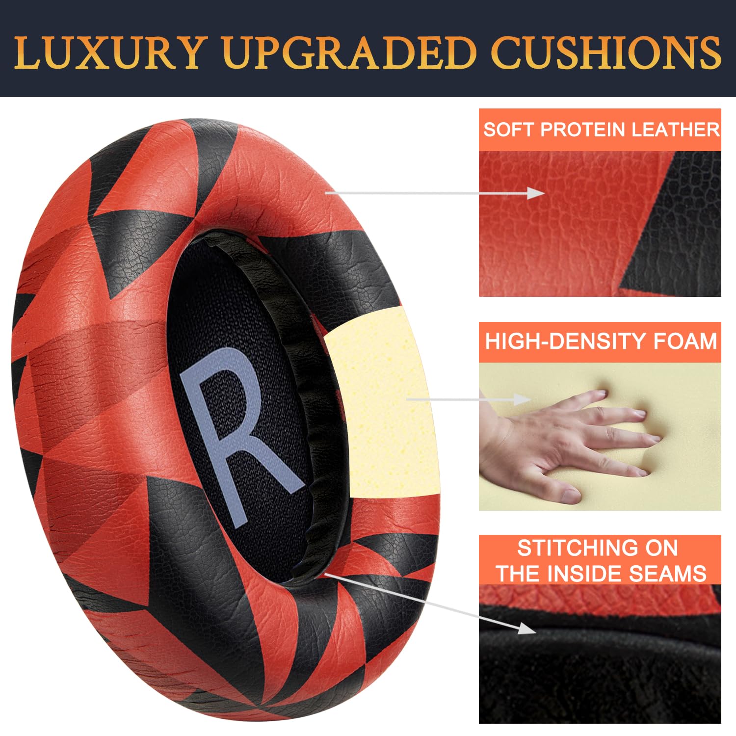 SOULWIT Replacement Earpads for Bose 700 (NC700) Wireless Headphones - Premium Soft Leather Ear Cushions with High-Density Noise Cancelling Foam (Red Storm) - Perfect for Travel, Work & Home Use