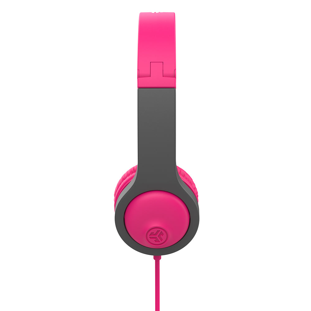 JBuddies Gen 2 Foldable Kids Headphones - Pink & Gray Wireless Headset for Children | Safe Volume Limiting | Perfect for School, Travel & Online Learning