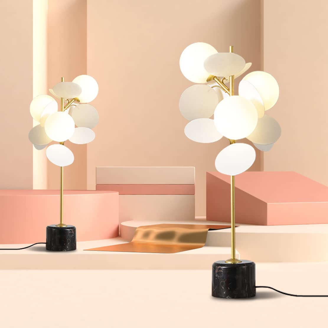 Modern 3-Head Glass Ball Table Lamp - White LED Minimalist Desk Light with G9 Bulb & On/Off Switch | Contemporary Bedside Nightstand Lighting for Bedroom, Study, Office & Living Room Decor