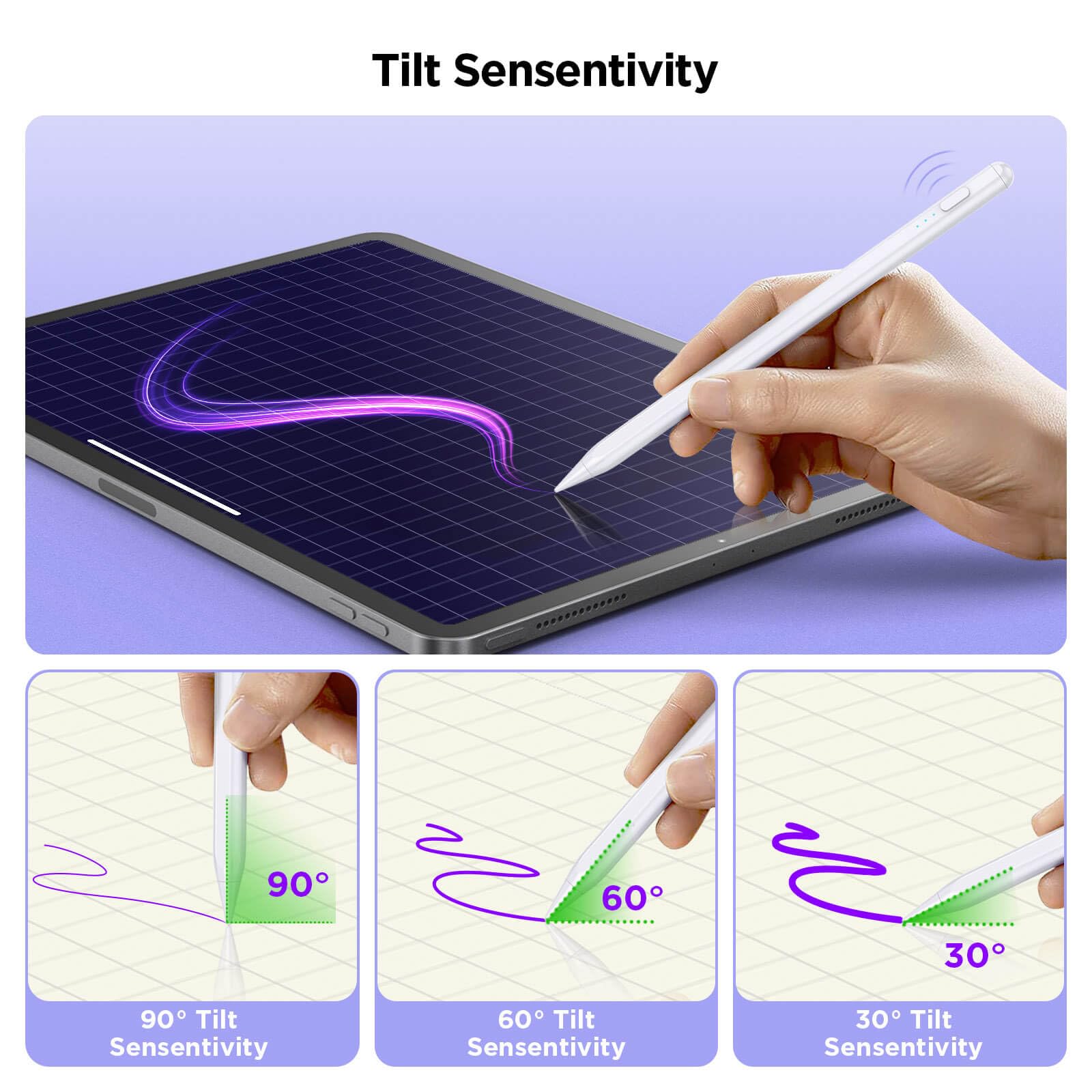 Premium Stylus Pen for iPad Pro/Air/Mini - Fast Charging in 15 Minutes with Palm Rejection & Tilt Sensitivity - Perfect for Digital Art, Note Taking & Professional Design Work