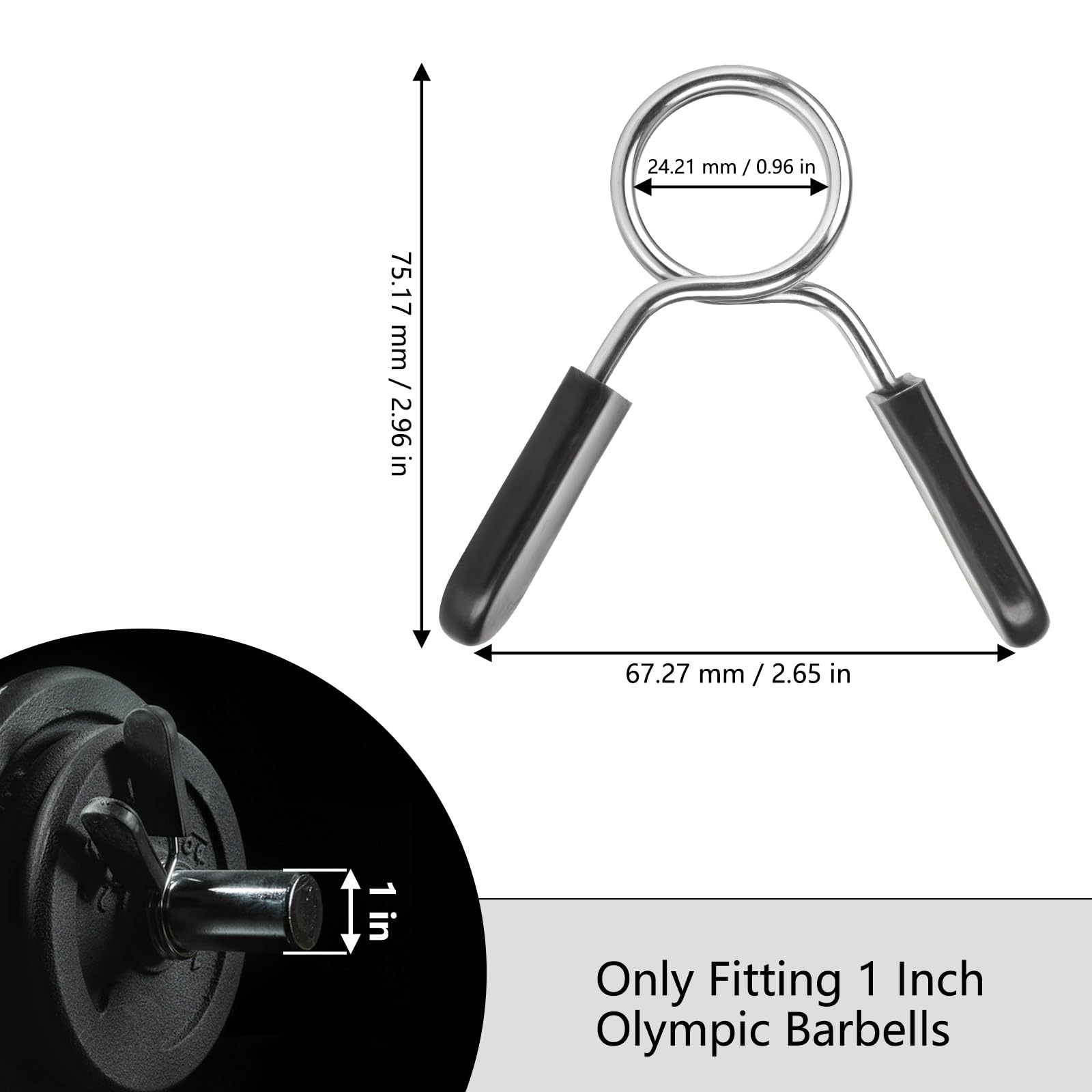 AccEncyc 1 Inch Olympic Barbell Spring Collar Clips - Heavy Duty Weightlifting Clamps for Dumbbells, Powerlifting & Strength Training - Secure Your Weights for Gym, Home & CrossFit Workouts
