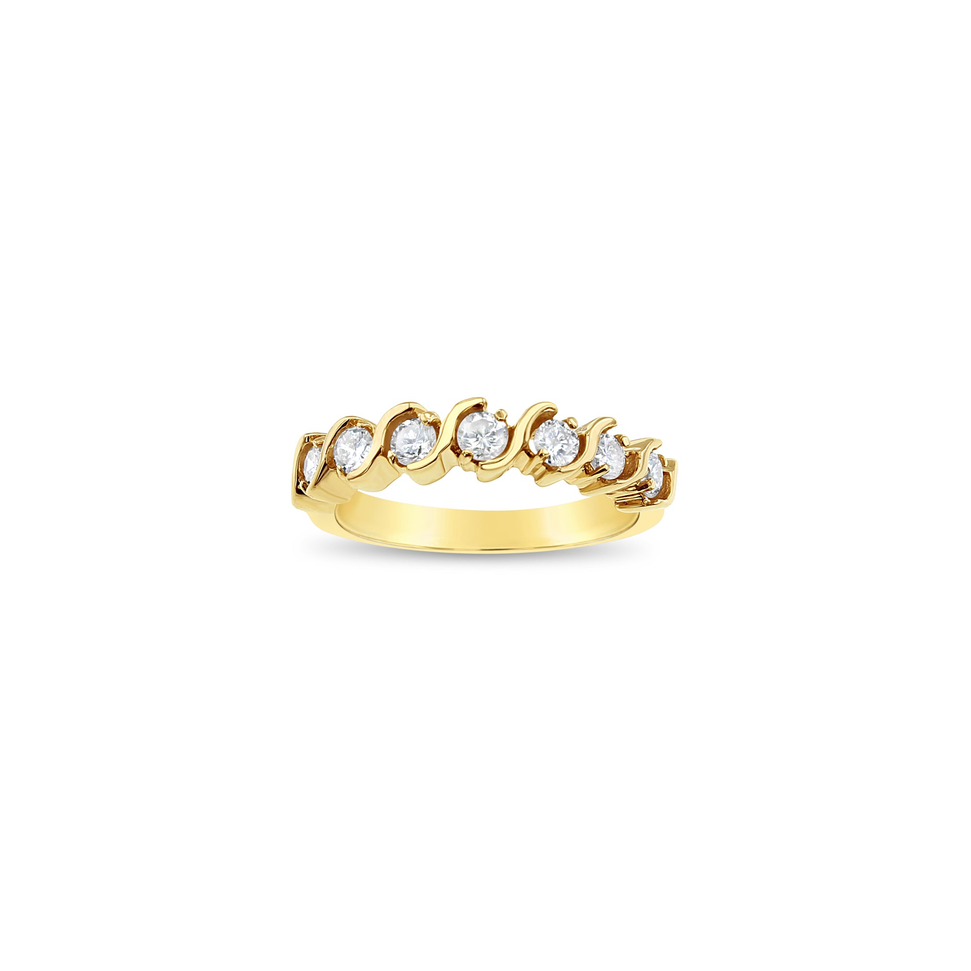 S Style Diamond Wedding Band .60cttw 14k Yellow Gold - Elegant Bridal Ring for Women, Perfect for Engagement, Anniversary & Special Occasions
