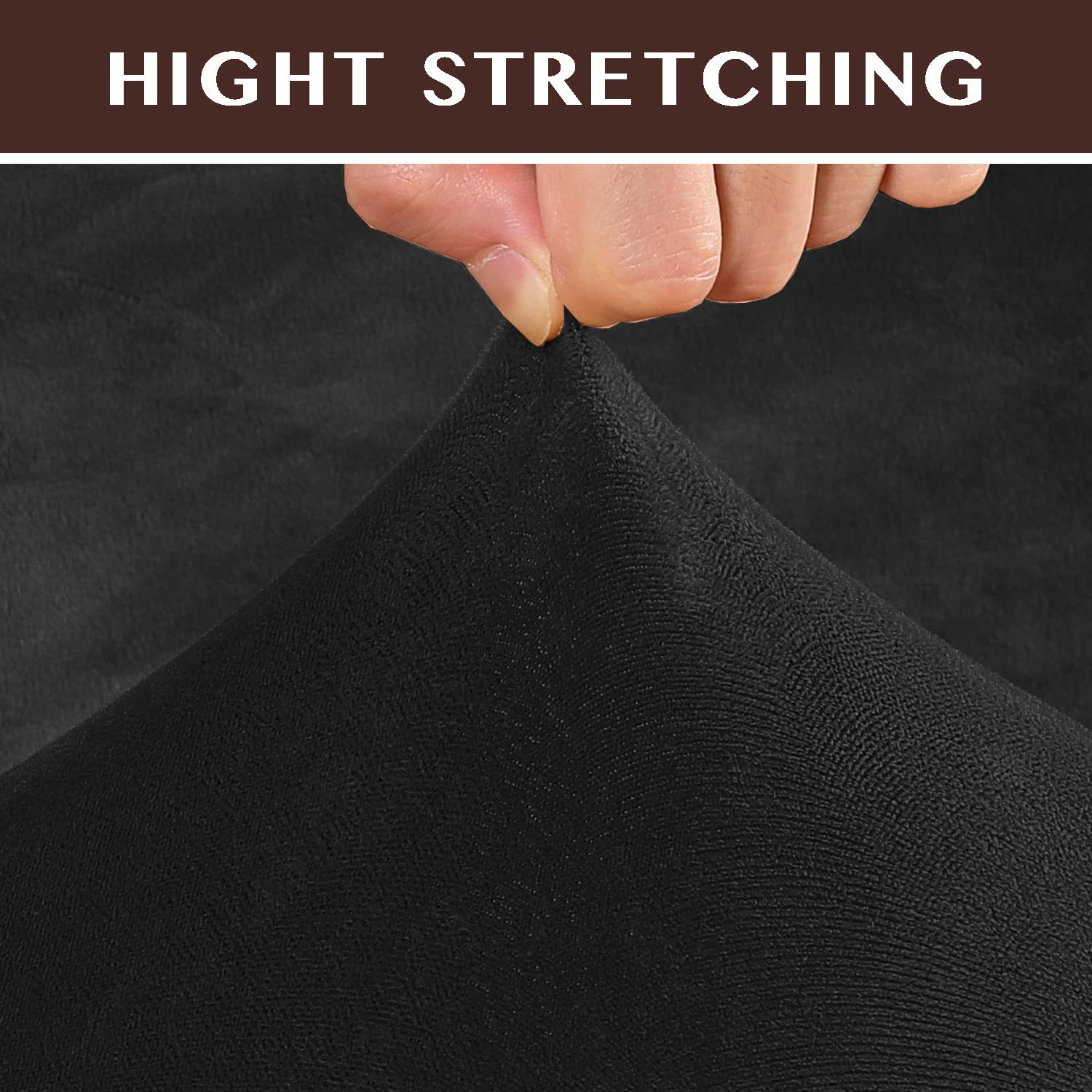 Stretch Velvet Sofa Slipcovers - 2 Piece Elastic Couch Covers for 2-Seat Sofa, Thickened Fabric, Black | Perfect for Living Room, Home Decor & Furniture Protection