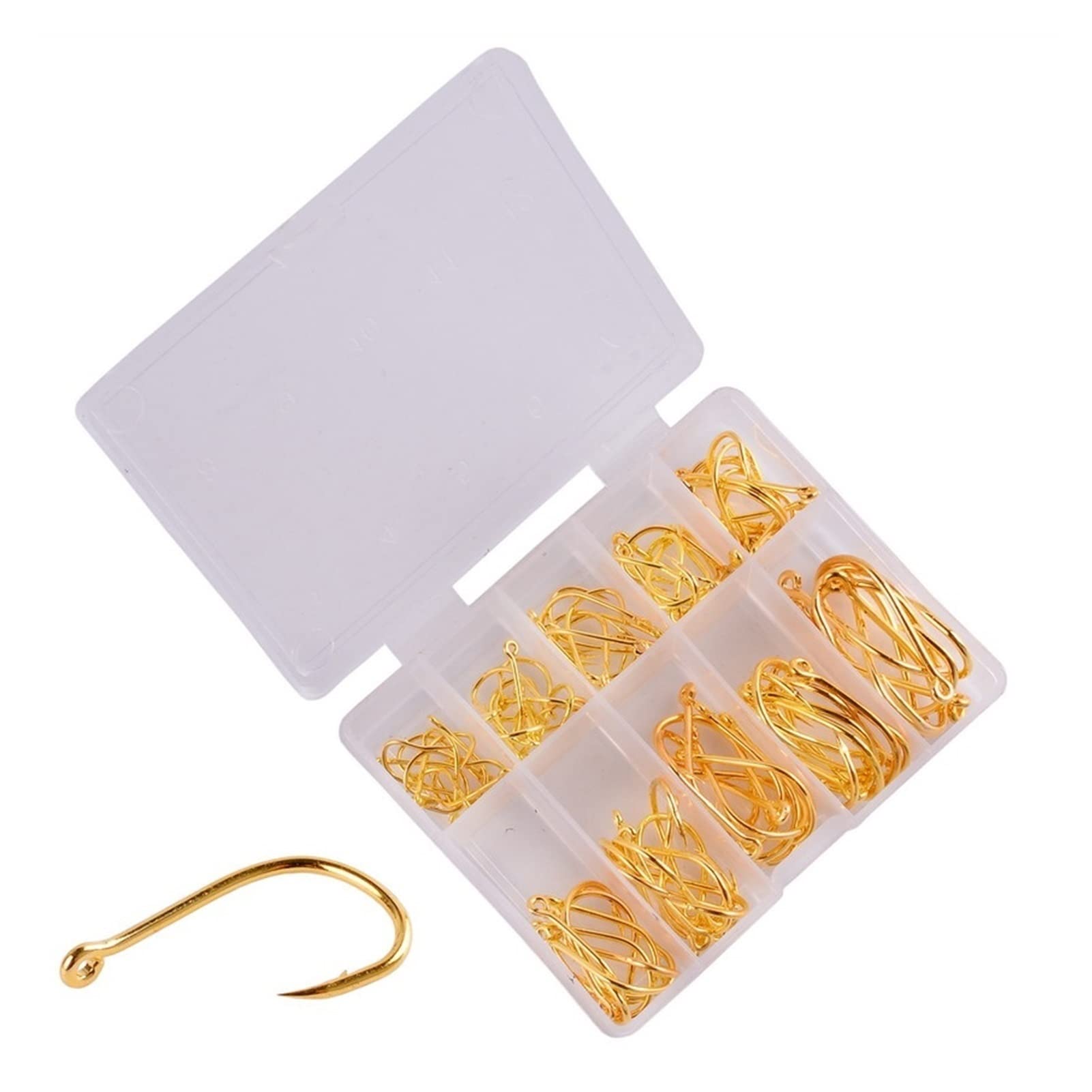 Premium 100Pcs Carbon Steel Fishing Hooks Set - Sharp Barbed Hooks for Carp & Saltwater Fishing | Durable Stainless Steel Tackle with Storage Box | Ideal for Freshwater, Sea & Sport Fishing Gear Accessories