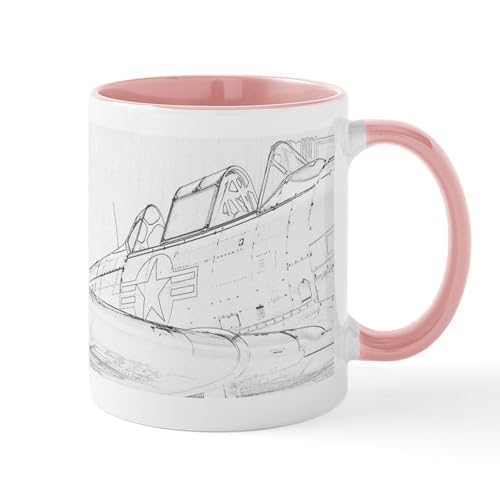White/Pink Inside - Aviation Sketch Mugs