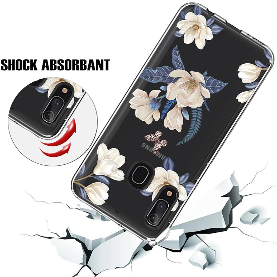 Cute Clear Slim Shockproof TPU Phone Case for Samsung Galaxy A20/A30 - Floral Design Protective Cover for Girls & Women | Perfect for Everyday Use, Work & Travel