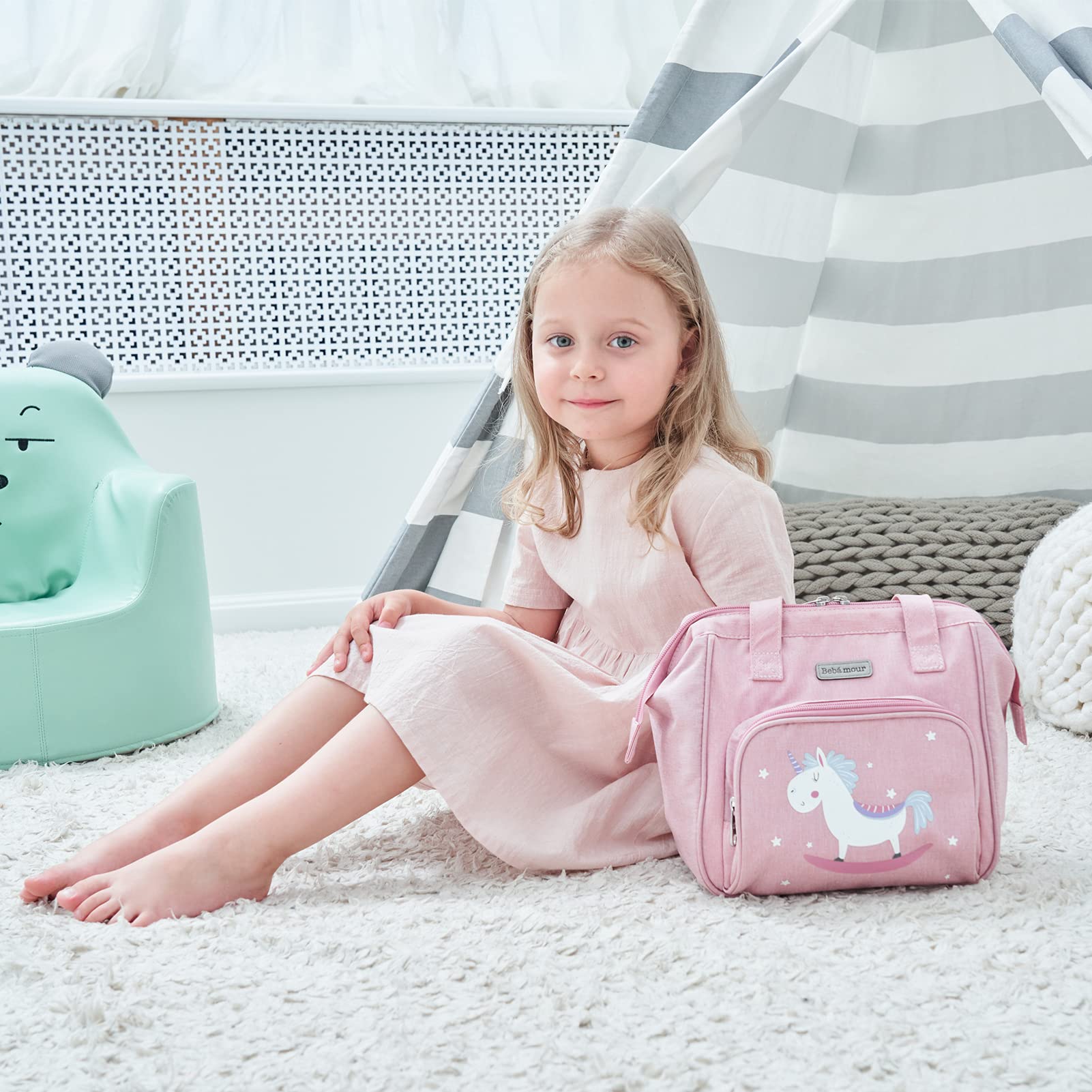 Bebamour Baby Doll Bag with Doll Changing Pad - Fashionable Kids Toy Carrier for Pretend Play & Role Play - Perfect for Playdates, Travel & Birthday Gifts