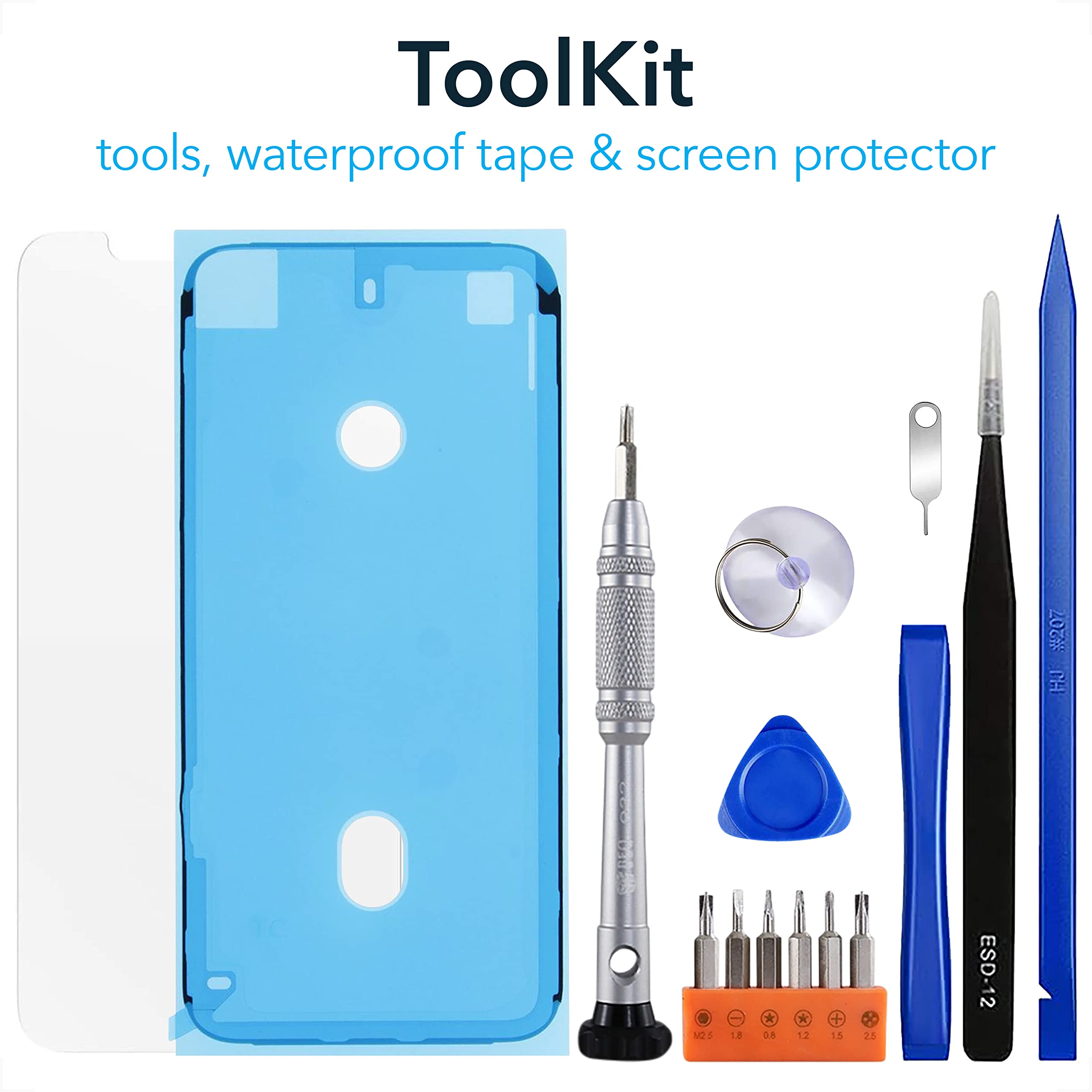iPhone 12/12 Pro Screen Replacement Kit - Premium OLED Display with Tempered Glass, Waterproof Digitizer, DIY Frame Installation | Perfect for Home Repair, Office Use & Emergency Phone Fixes