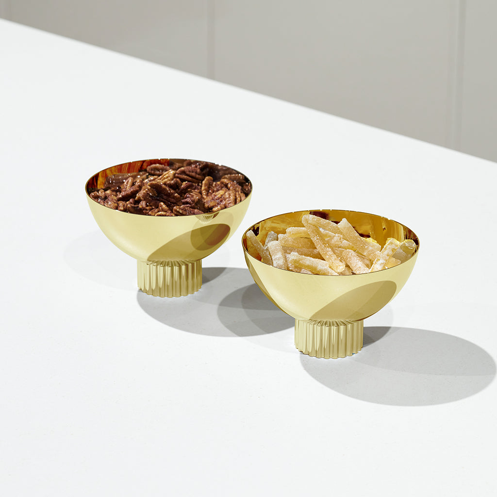 Premium Gold Striations Nut Bowl - Elegant Snack Serving Dish for Parties, Entertaining & Home Decor