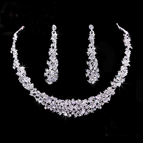 Crystal Nose Jewelry Set with Necklace & Earrings - Bridal Wedding Jewelry for Women - Alloy Fashion Accessories - Perfect for Weddings, Parties, and Special Occasions