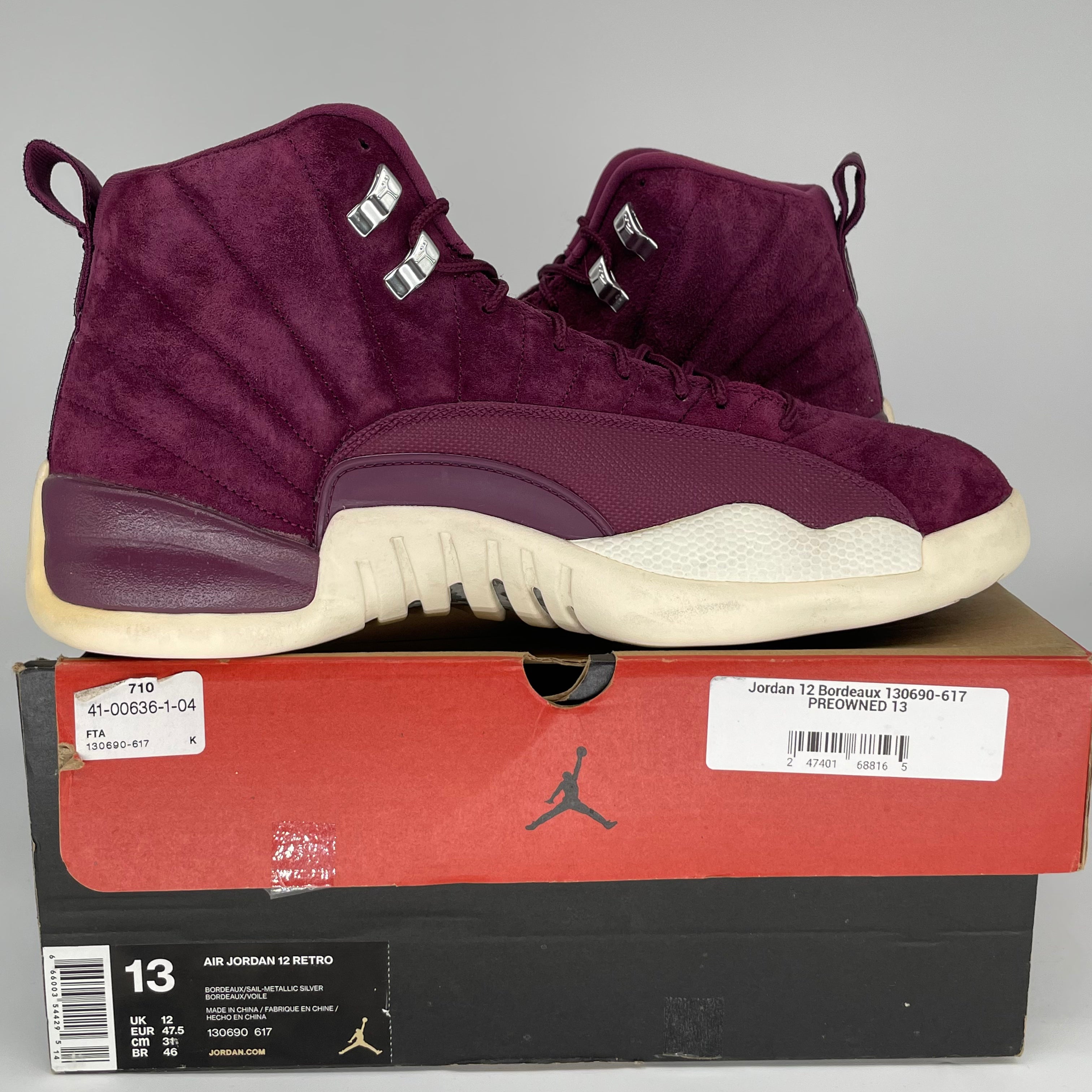AIR JORDAN 12 Bordeaux Men's Basketball Shoes Size 13 - Retro 130690-617 for Court Performance & Street Style