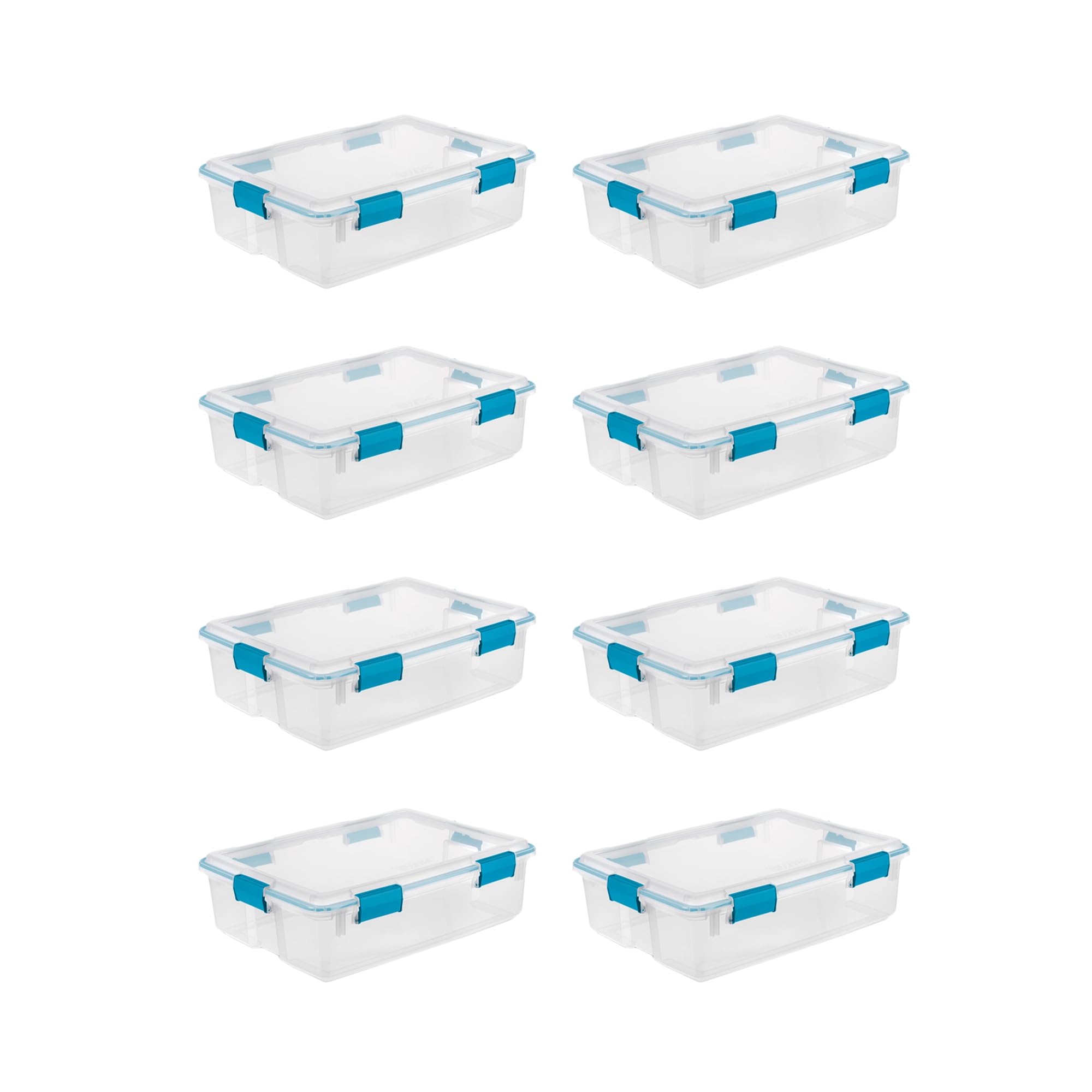 Sterilite 8-Pack 37 Quart Clear Weatherproof Storage Bins with Secure Latching Lids - Airtight Plastic Containers for Home Organization, Garage, Basement & Outdoor Use