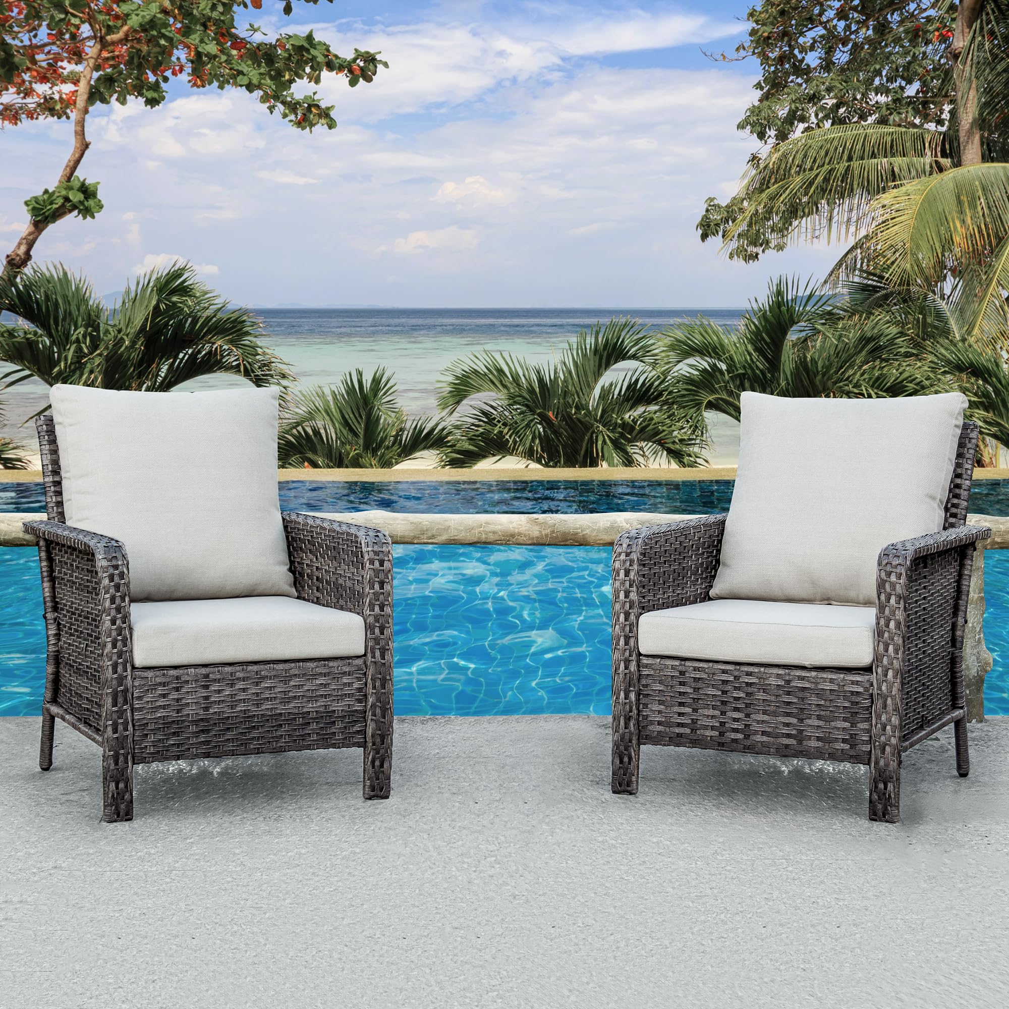 Brafab PE Rattan Wicker Patio Furniture Set - 4-Piece Outdoor Conversation Chairs with Washable Cushions, Weather-Resistant Garden Poolside Balcony Seating in Beige | Perfect for Backyard Relaxation, Pool Parties & Outdoor Entertaining
