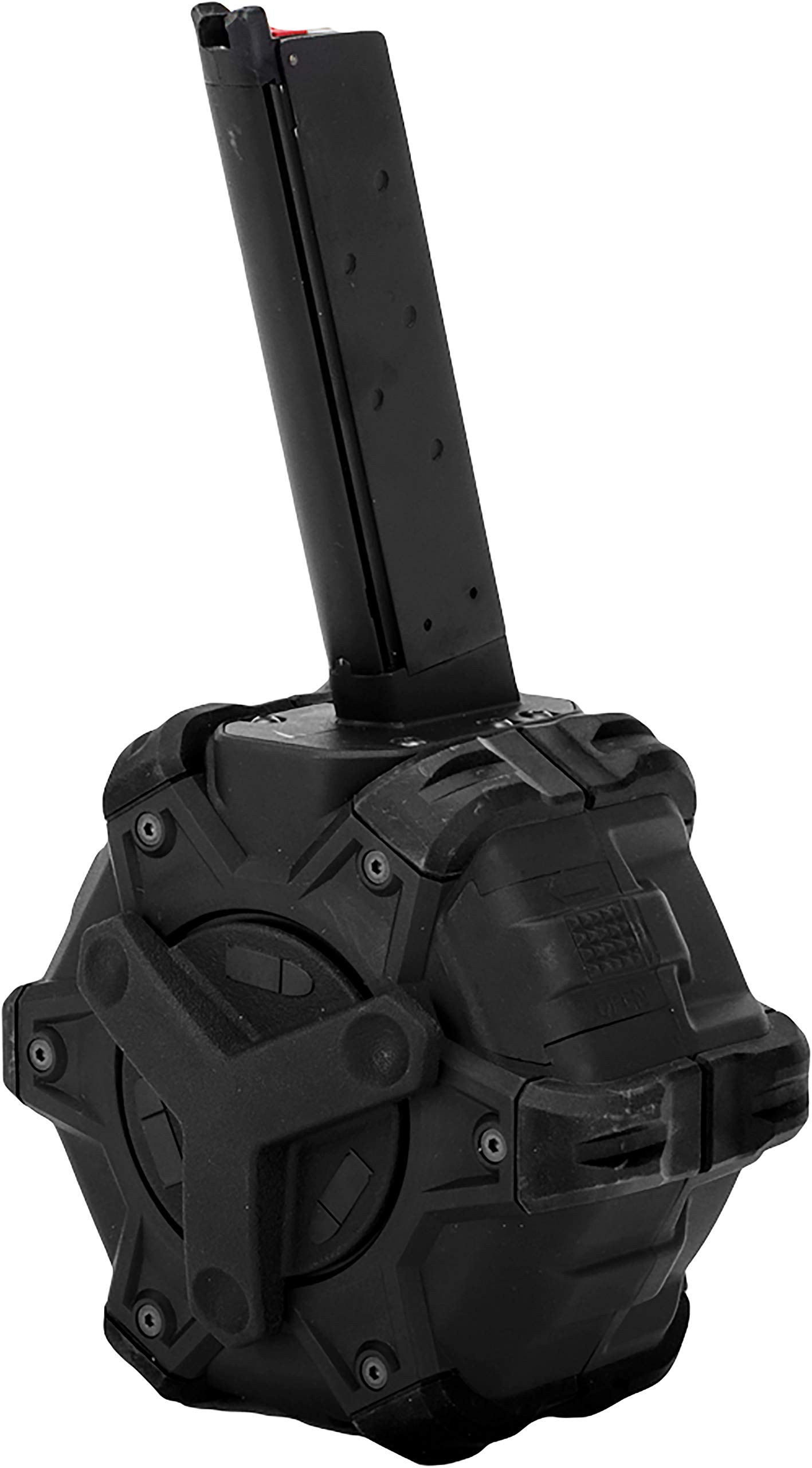 AW Custom Drum Airsoft Magazine for WE 1911 Gas Blowback Pistols - High Capacity 50+ Rounds - Black - Perfect for Milsim, Airsoft Battles & Target Practice