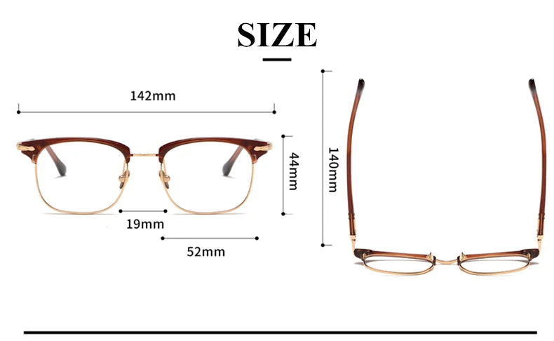 Stylish Unisex Black Titanium Acetate Square Full Rim Eyeglasses M2049 - Perfect for Work, Reading & Fashion Accessories