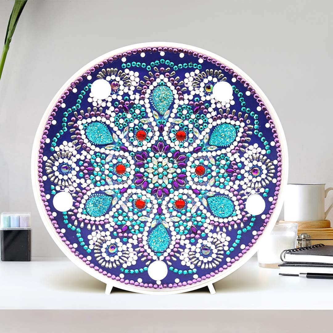 Diamond Painting Full Drill LED Night Light Kit - 6.0x6.0 Inch Crystal Mandala Art for Home Decor, Bedside Lamp, DIY Crafts & Christmas Gifts | Perfect for Relaxation, Stress Relief & Room Decoration