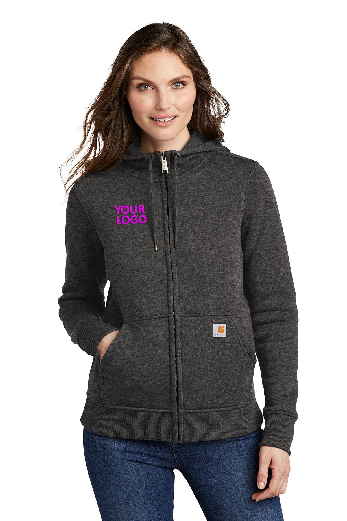 Carhartt Women's Clarksburg Full Zip Hoodie - Carbon Heather | Fleece Lined, Warm & Comfortable | Perfect for Outdoor Work, Hiking & Casual Wear